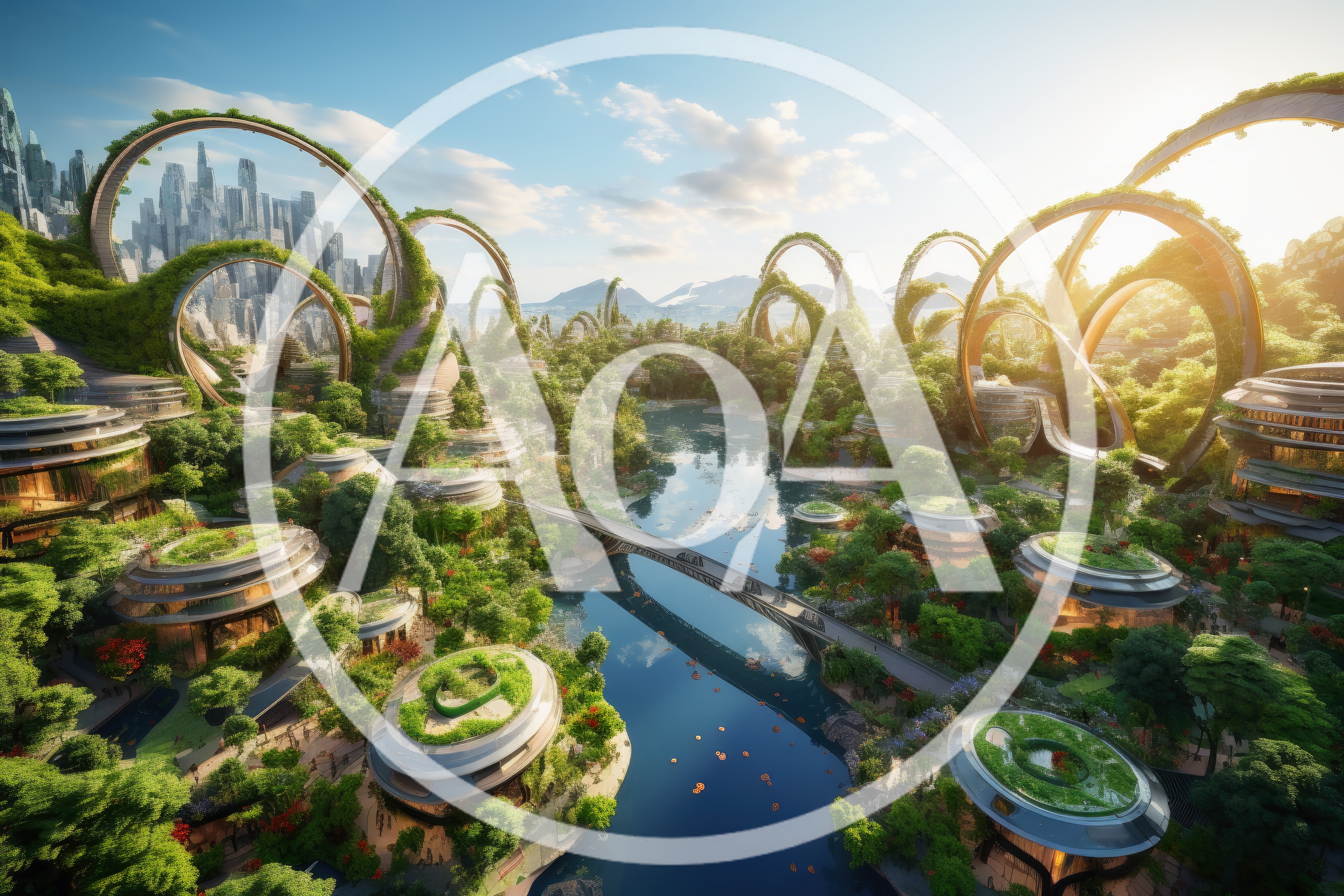 Futuristic Eco City With Lush Greenery And Circular Architecture