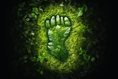Human Footprint Shape Formed By Lush Green Leaves