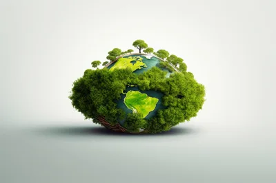 Conceptual Earth Globe Covered In Lush Green Forest