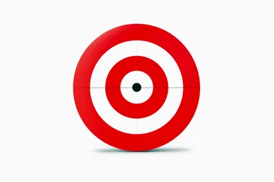 Red And White Target Icon On White Background
