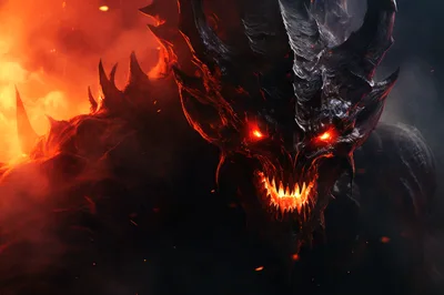 Fierce Demon Monster With Glowing Red Eyes
