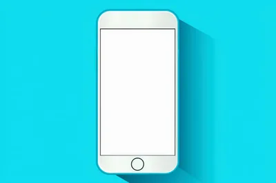 White Smartphone Mockup On Bright Cyan Background