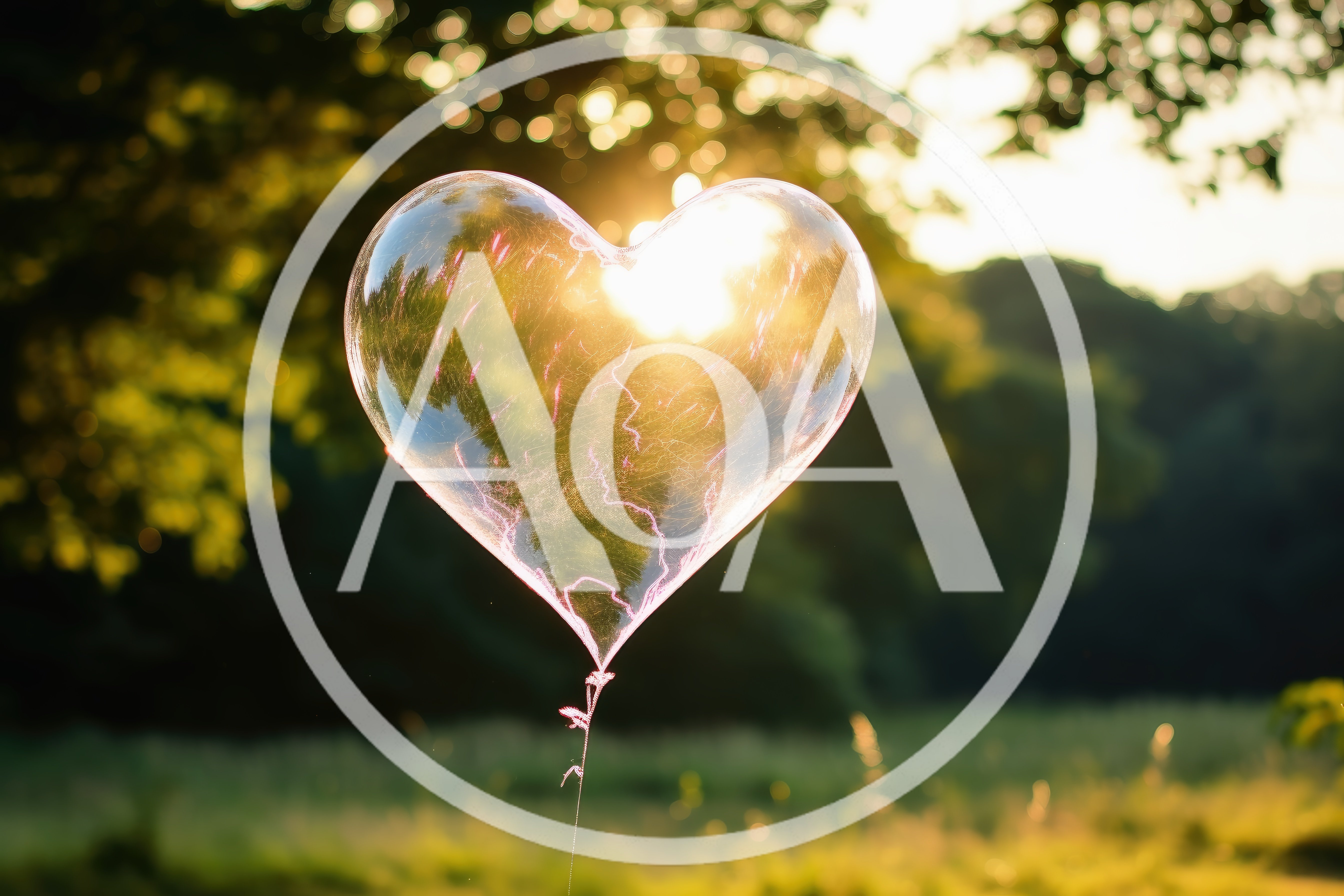 Heart Shaped Soap Bubble Floating In Sunny Park