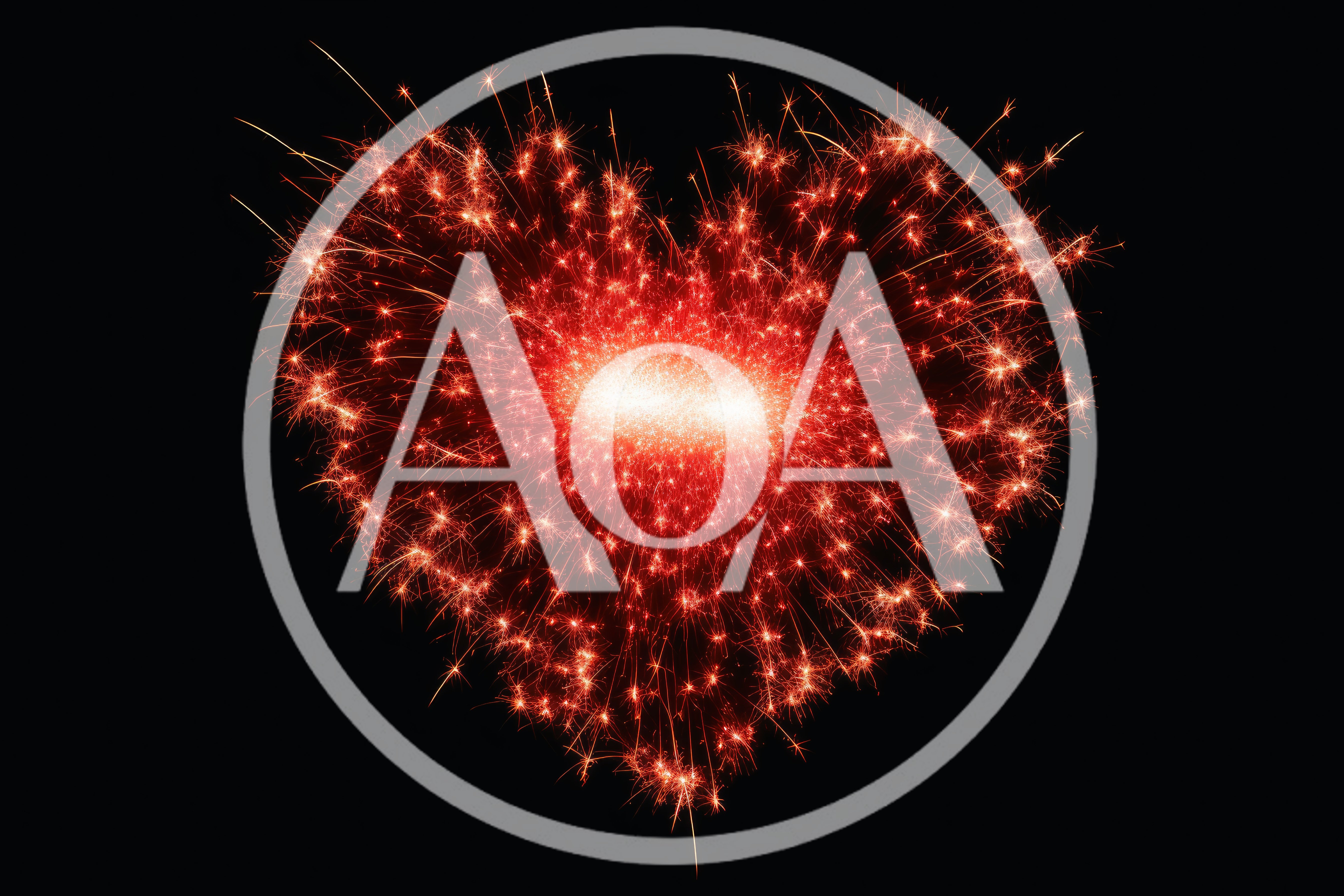Sparkler Heart Shape Burning Against Black Background