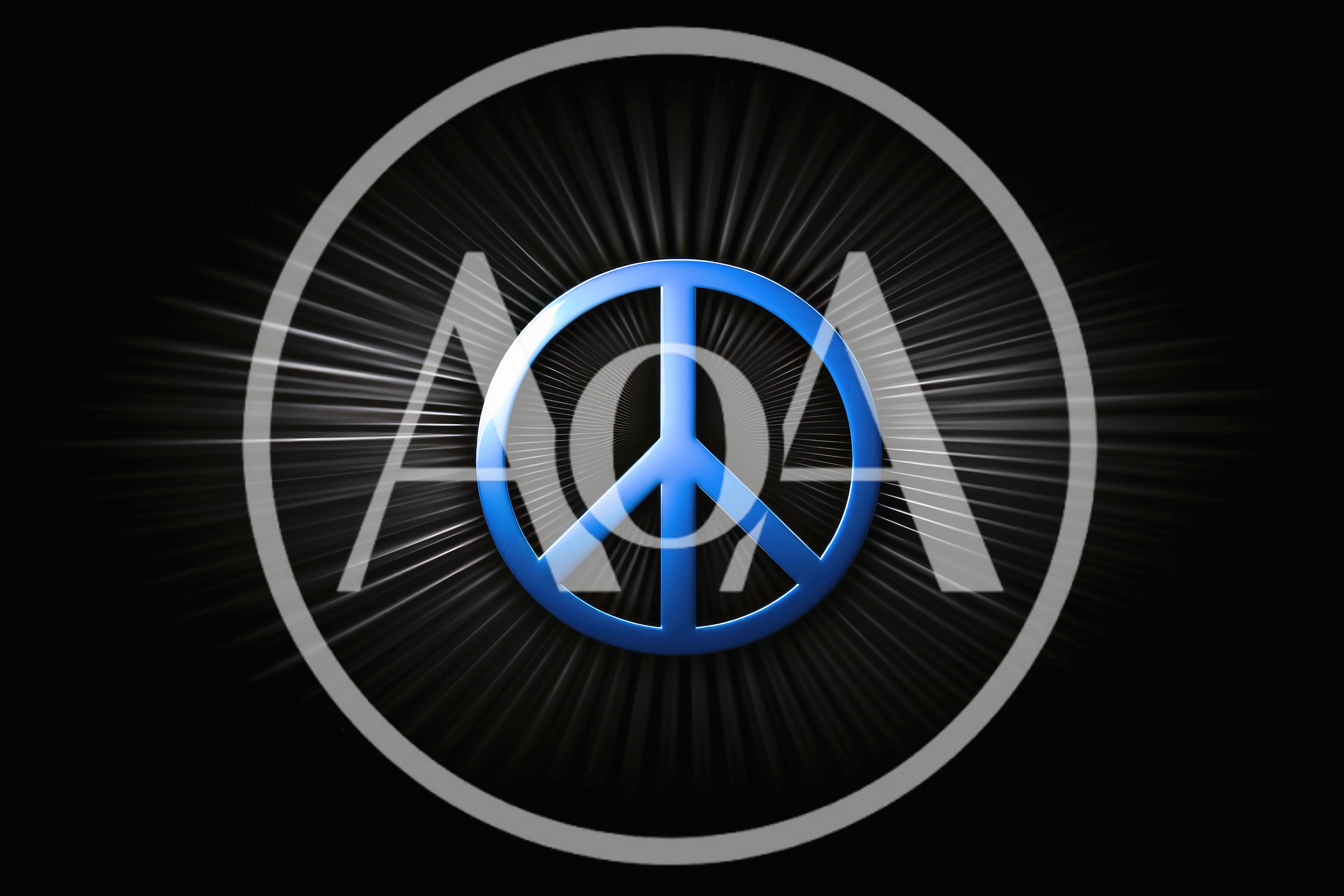 Blue Peace Symbol With Radiant Light Background