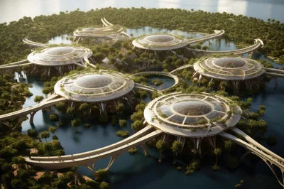 Futuristic Eco-Friendly Floating City Complex