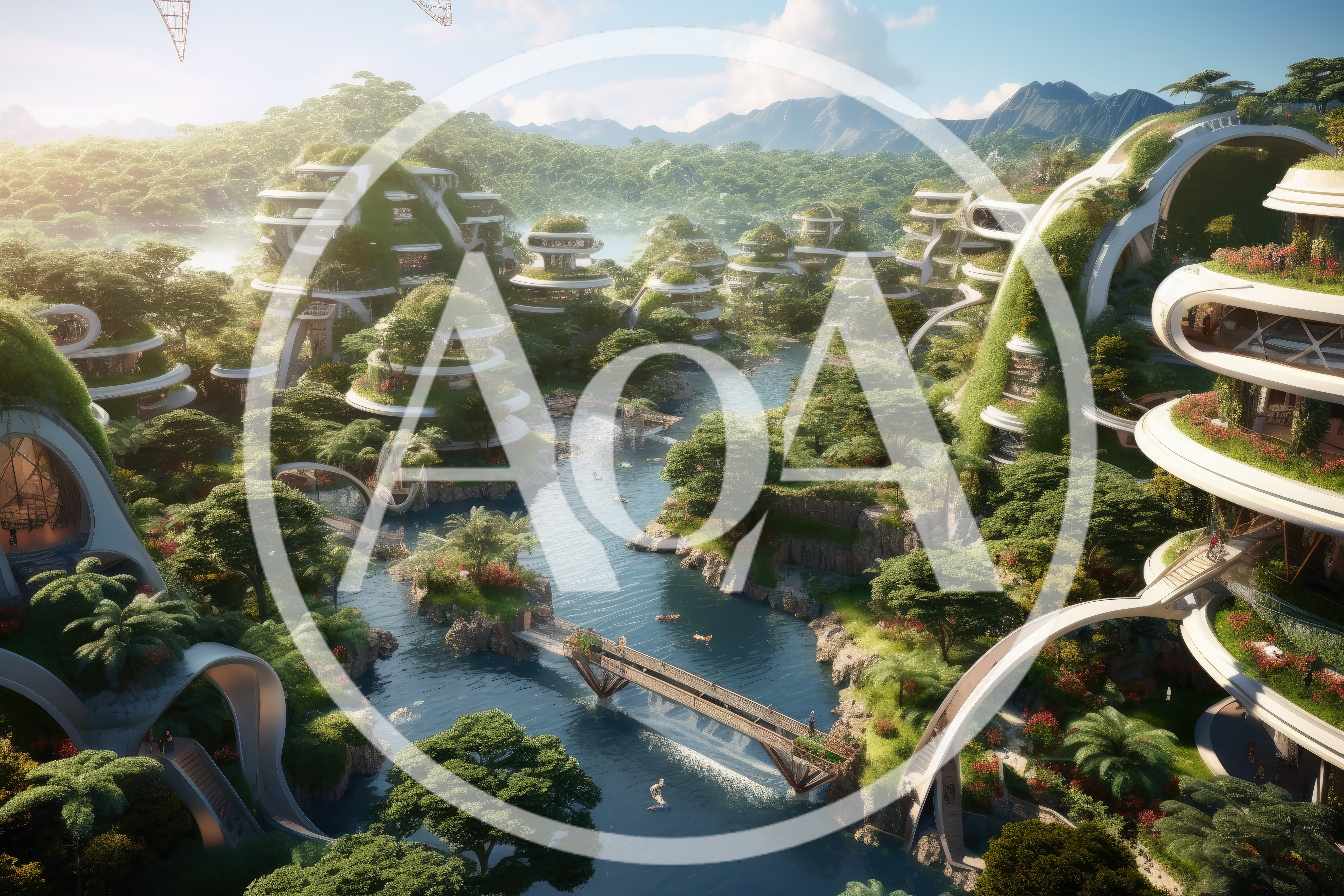 Futuristic Eco-Friendly City Integrated With Lush Tropical Nature