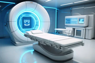 Modern Medical MRI Scanner In Futuristic Hospital Room