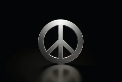 Metallic Peace Symbol Icon on Black Background