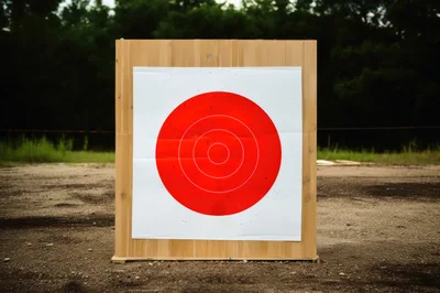 Red Circular Target On Wooden Stand