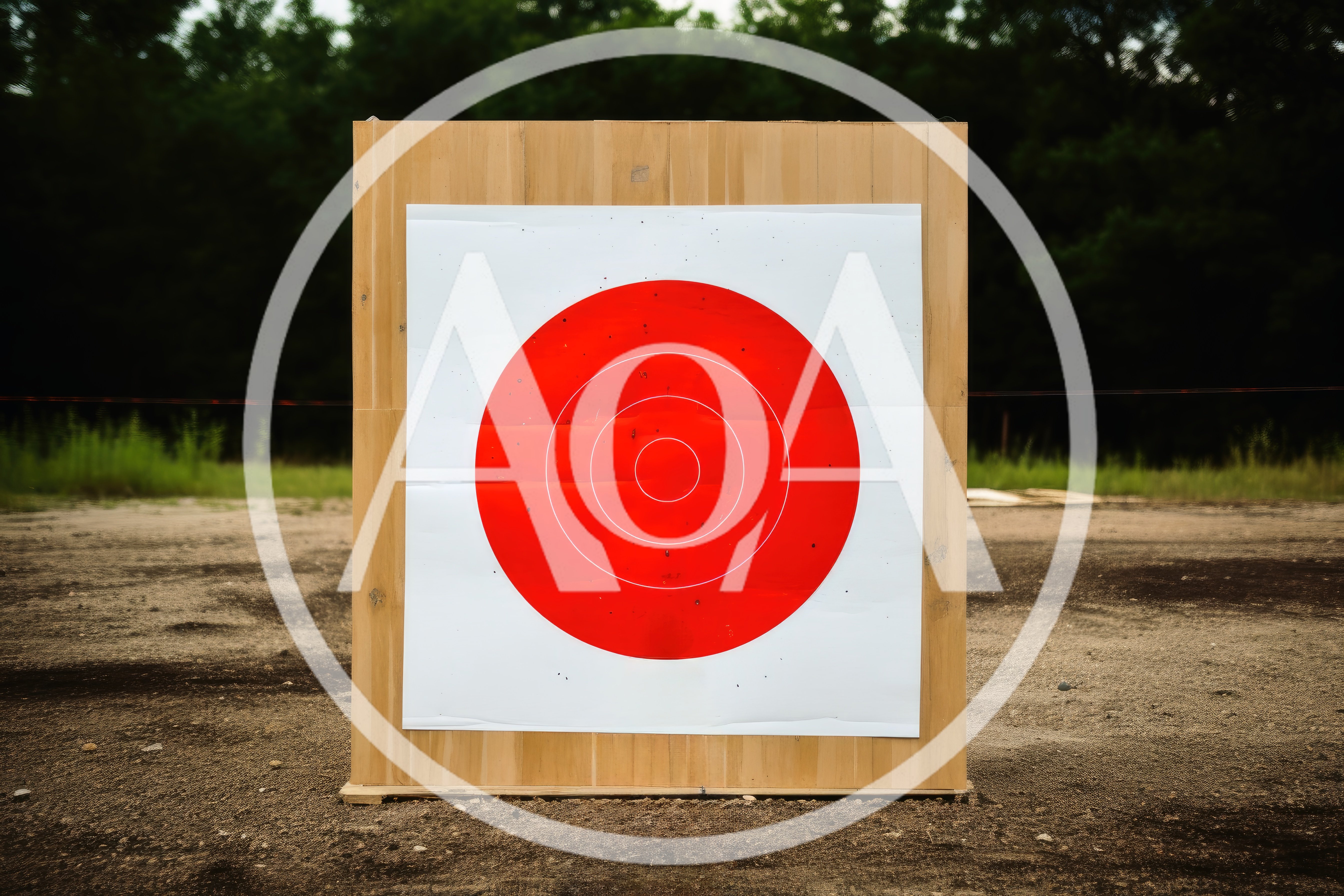 Red Circular Target On Wooden Stand