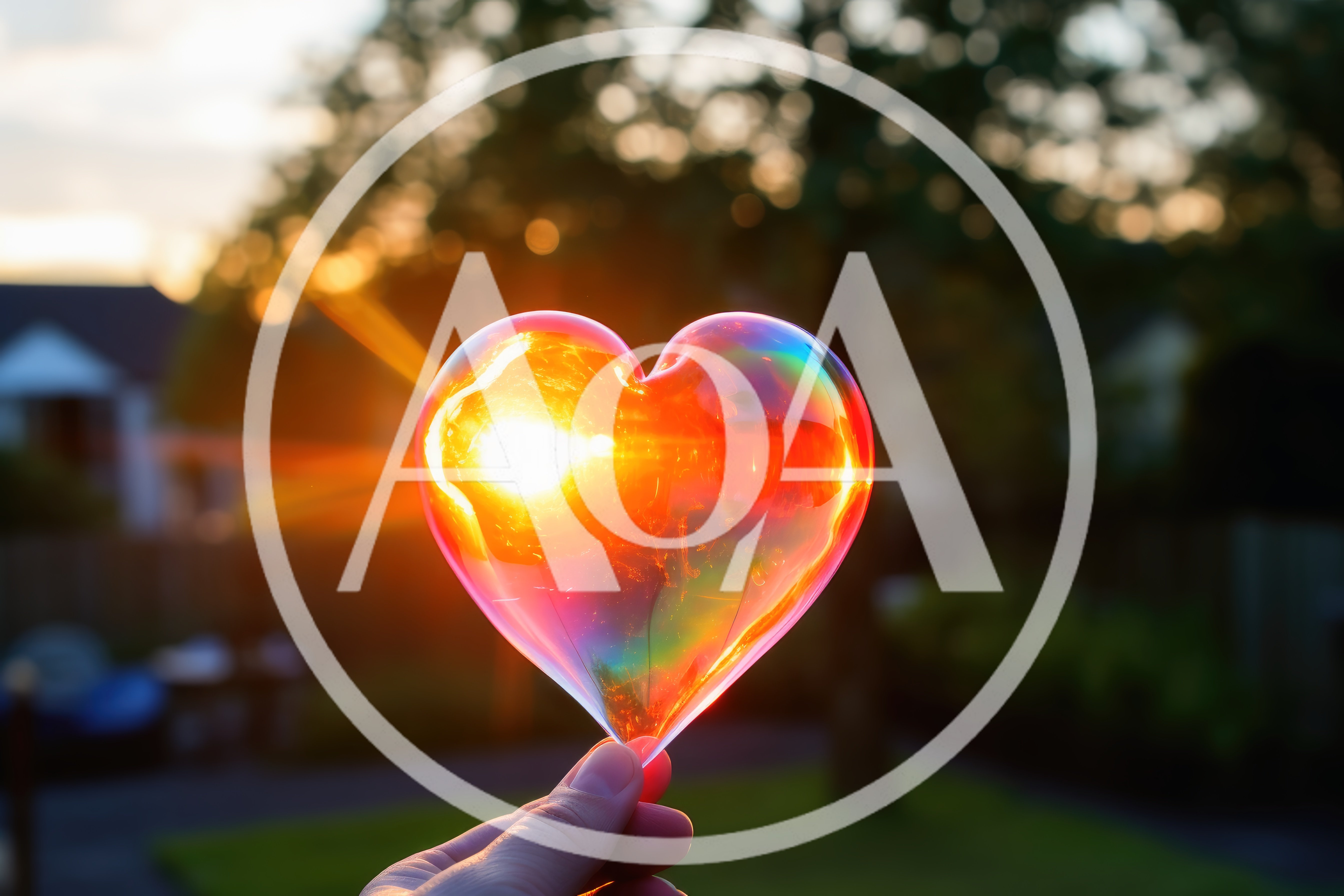 Hand Holding A Glowing Heart Shaped Soap Bubble