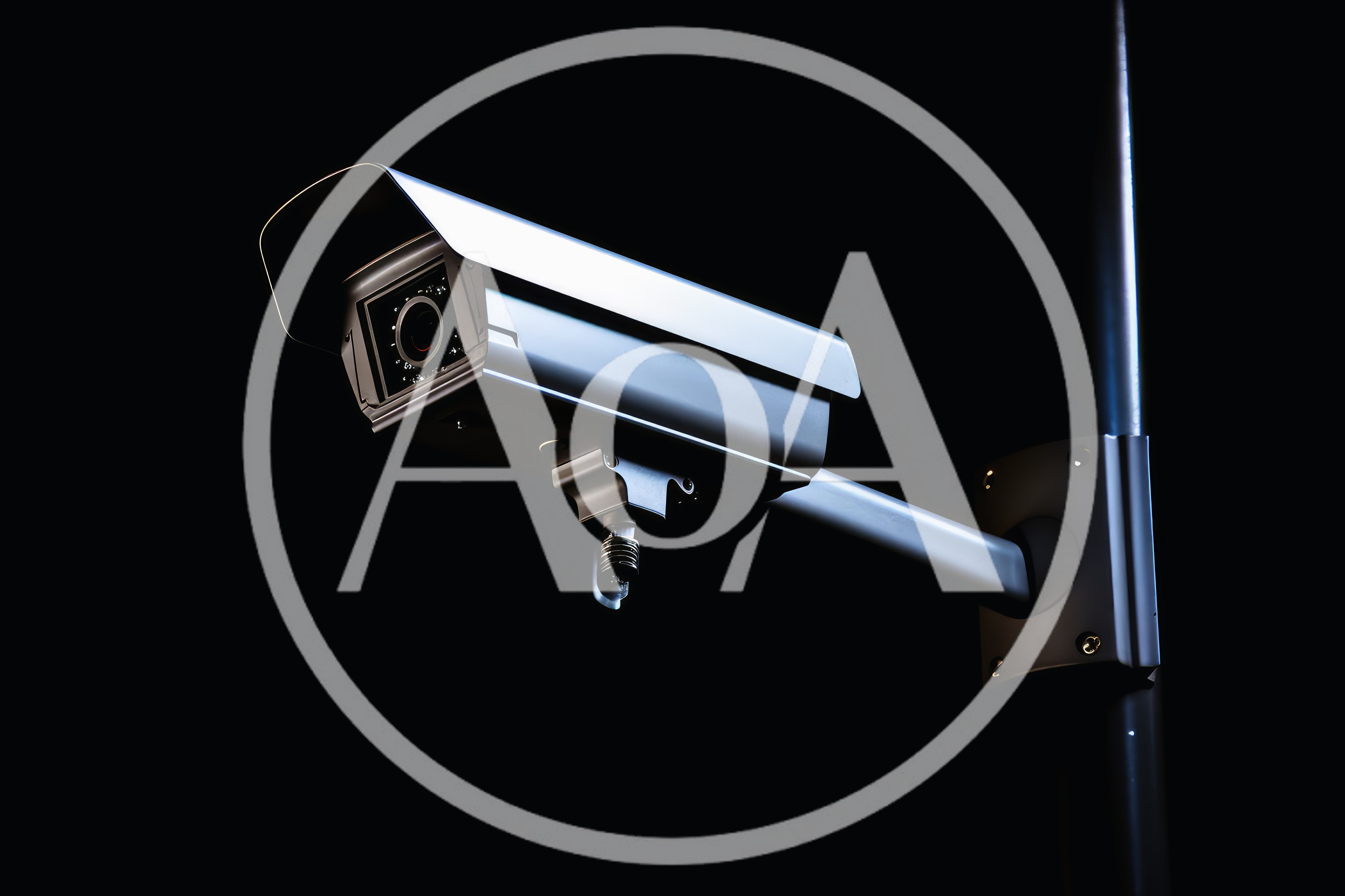 Security Surveillance Camera Mounted On A Pole