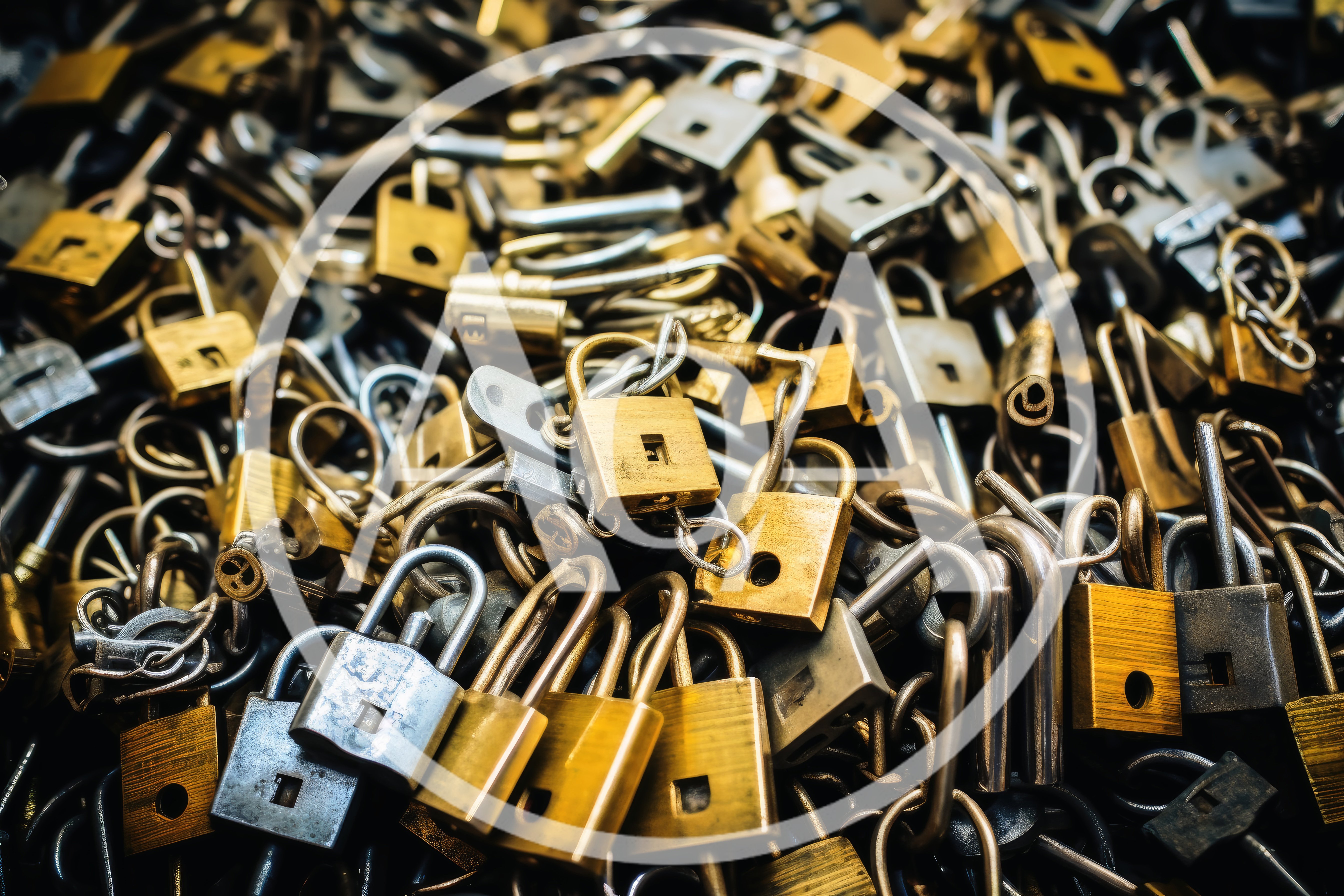 Pile Of Metal Padlocks And Love Locks