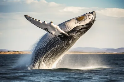 Humpback Whale Breaching Out Of The Ocean