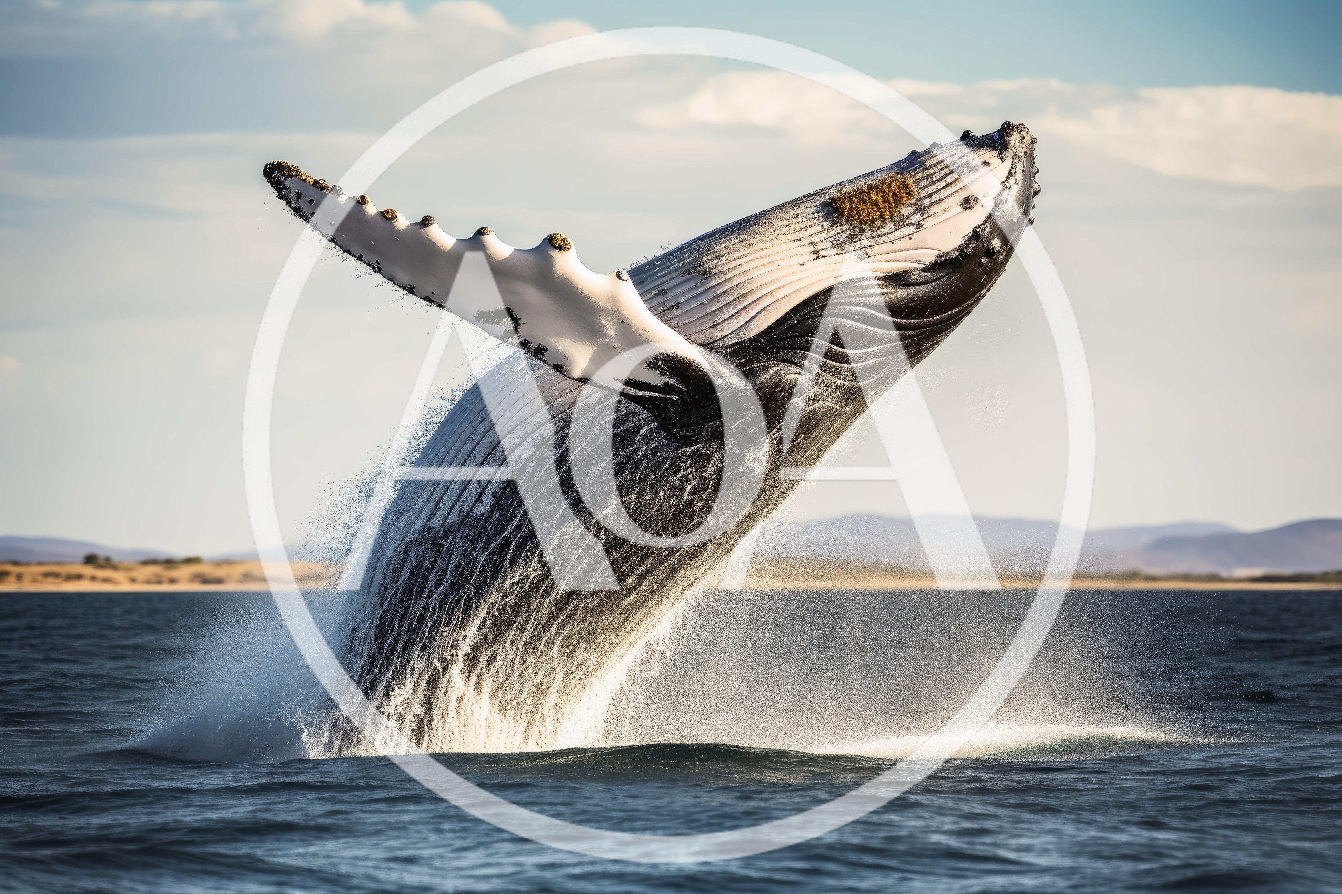 Humpback Whale Breaching Out Of The Ocean
