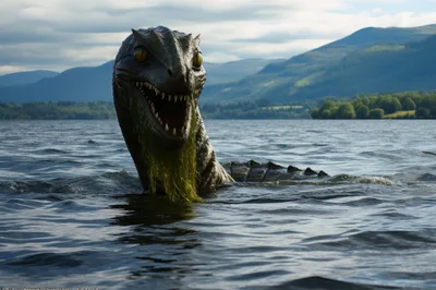 Loch Ness Monster Emerging From Scottish Lake Waters