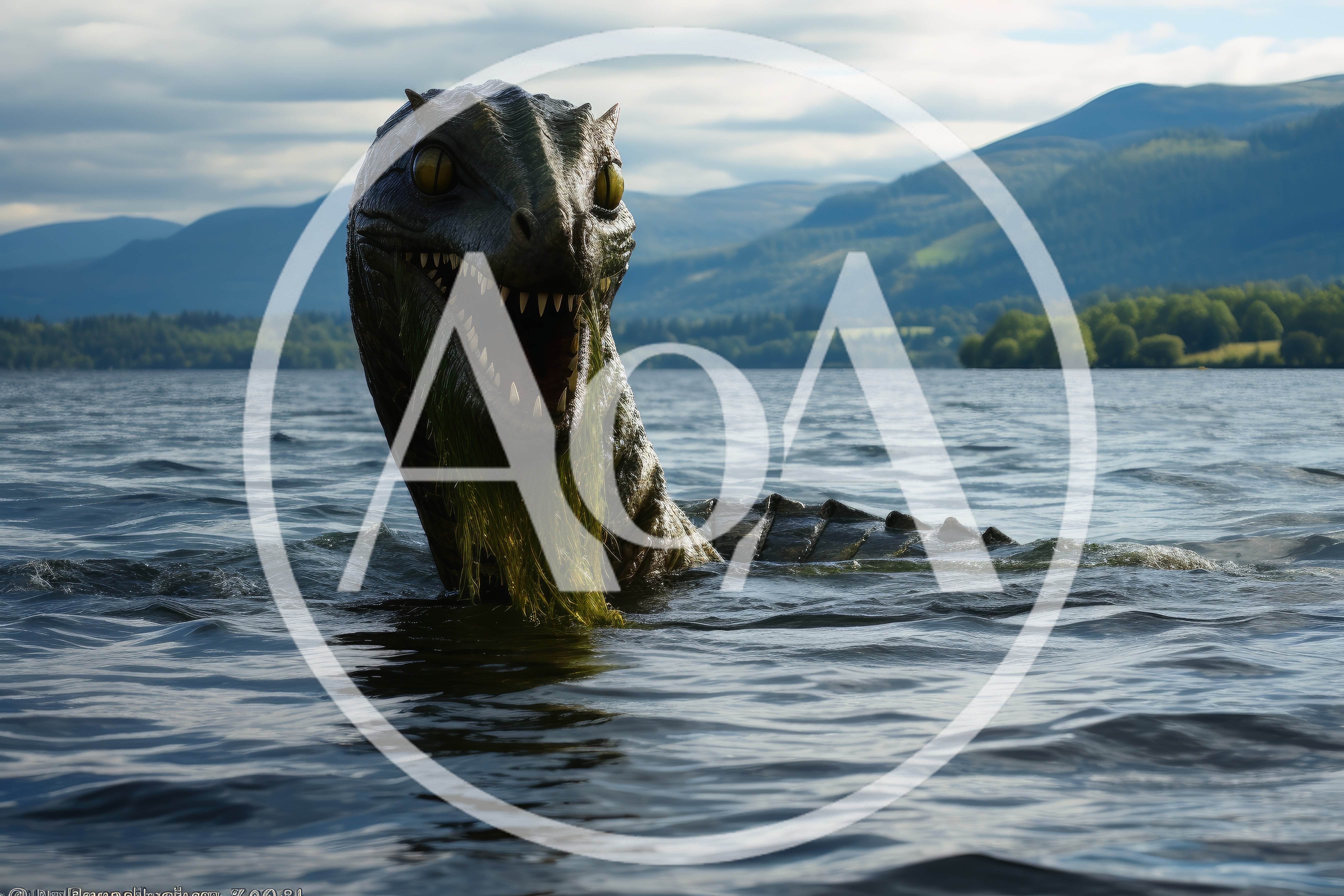 Loch Ness Monster Emerging From Scottish Lake Waters
