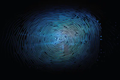 Abstract Digital Fingerprint Scan With Glowing Blue Light