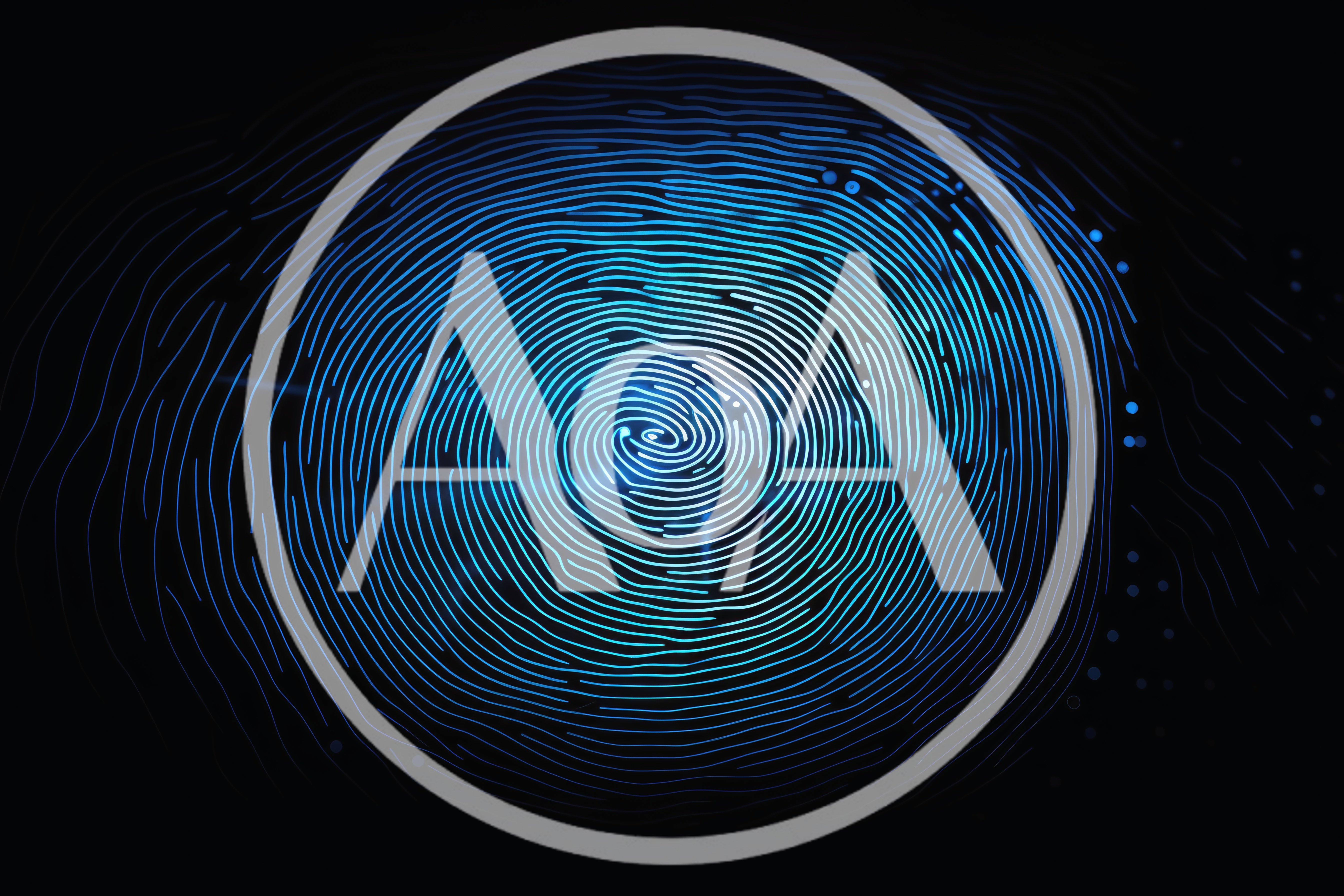 Abstract Digital Fingerprint Scan With Glowing Blue Light