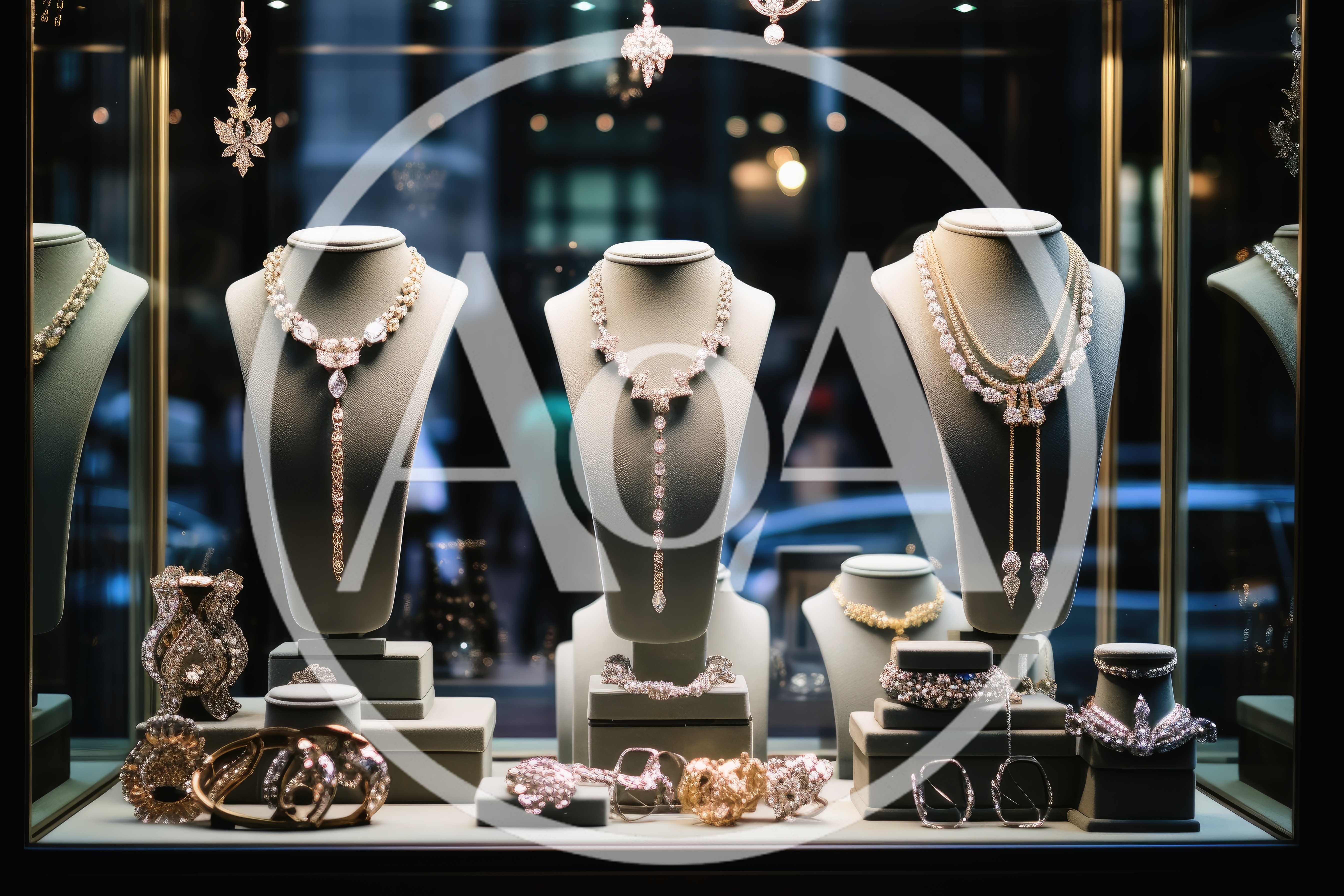 Luxury Jewelry Display In A High End Boutique Window