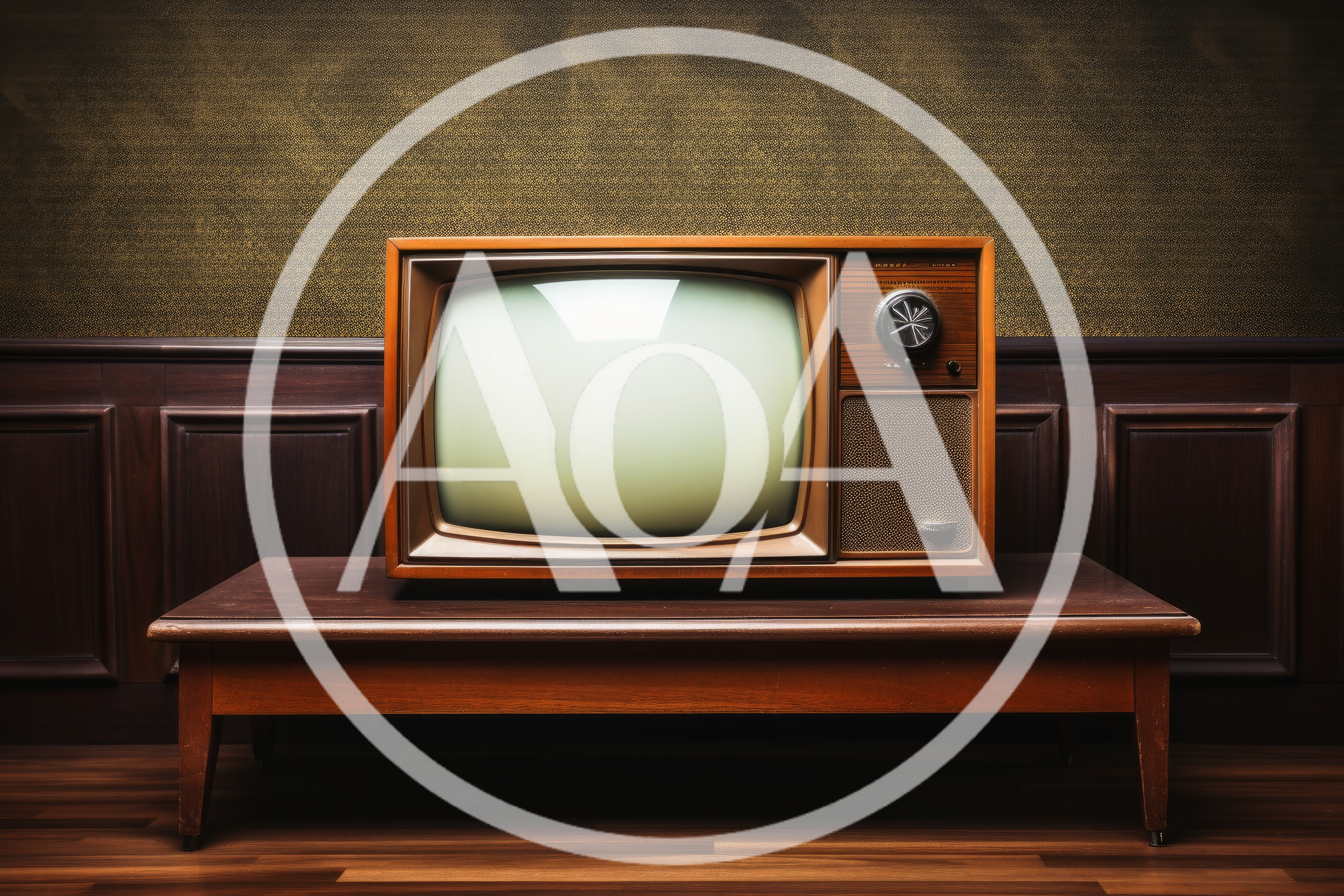 Vintage Wooden Television Set On A Low Table