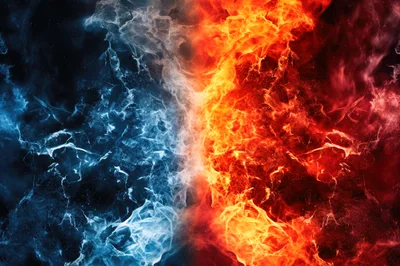 Abstract Fire And Ice Collision Background