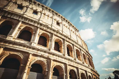 Low Angle View Of The Ancient Roman Colosseum