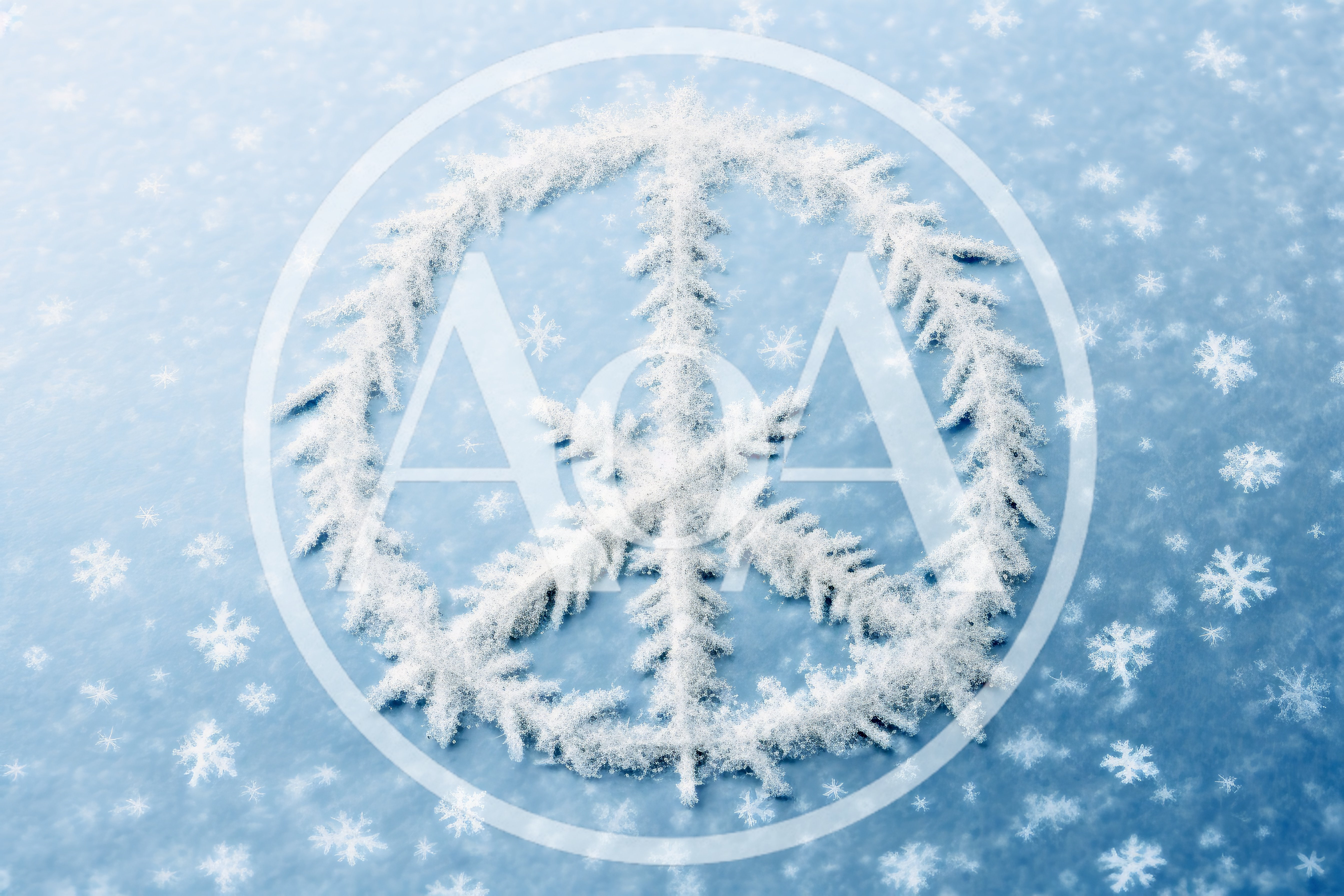 Snowy Peace Symbol Made Of Frosty Snowflakes