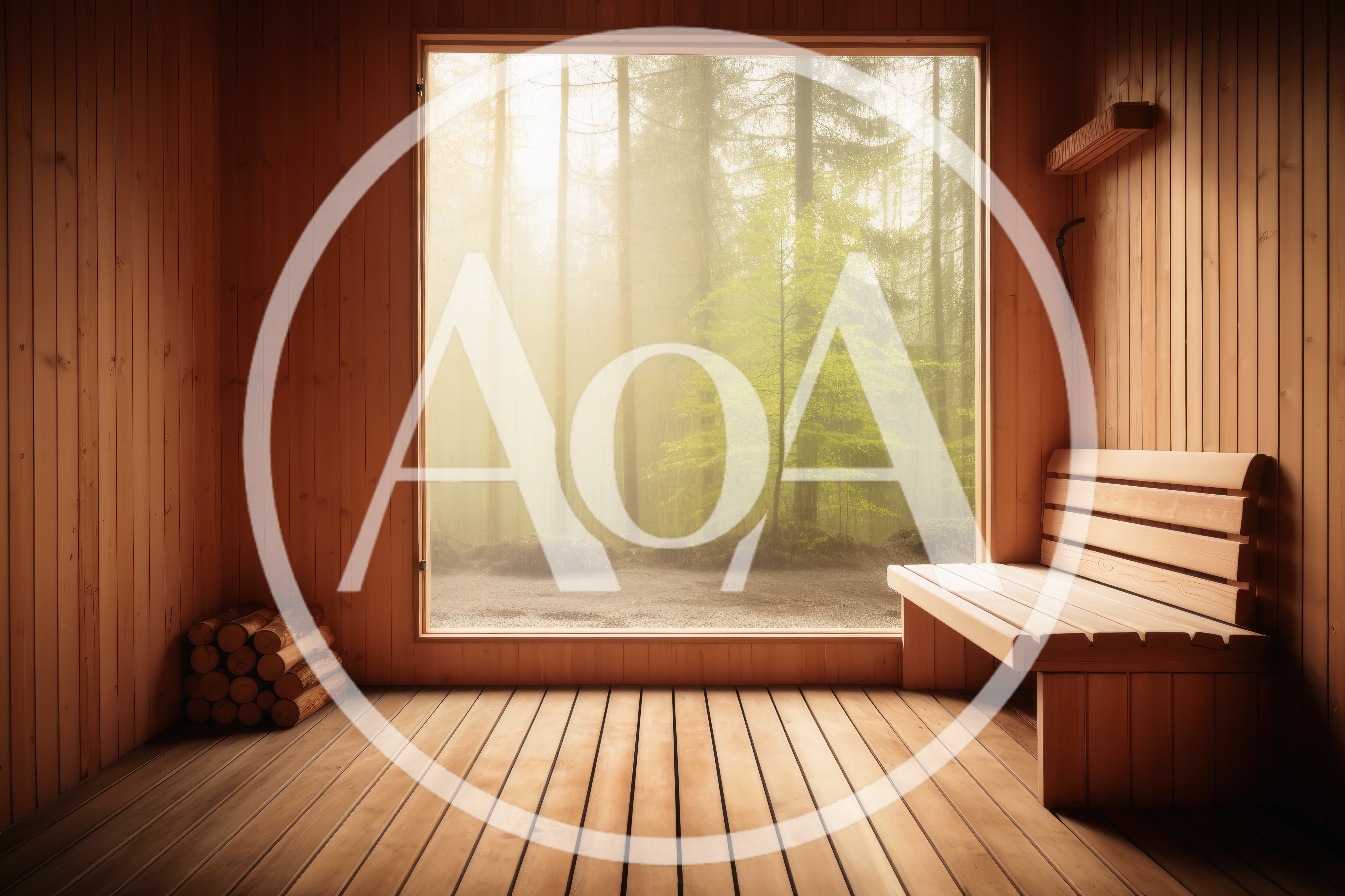 Modern Wooden Sauna Interior With Forest View