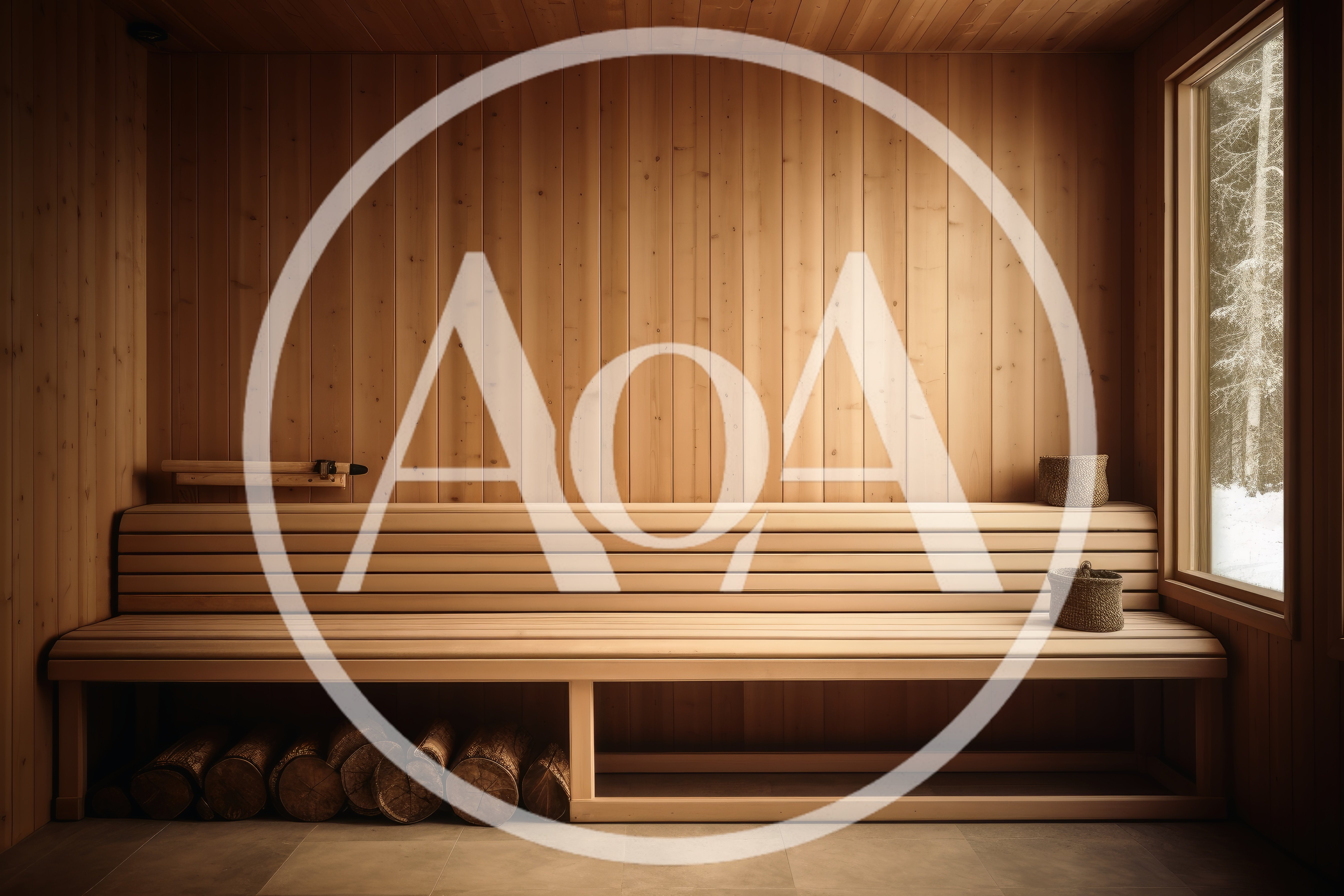 Modern Wooden Sauna Interior With Bench And Firewood
