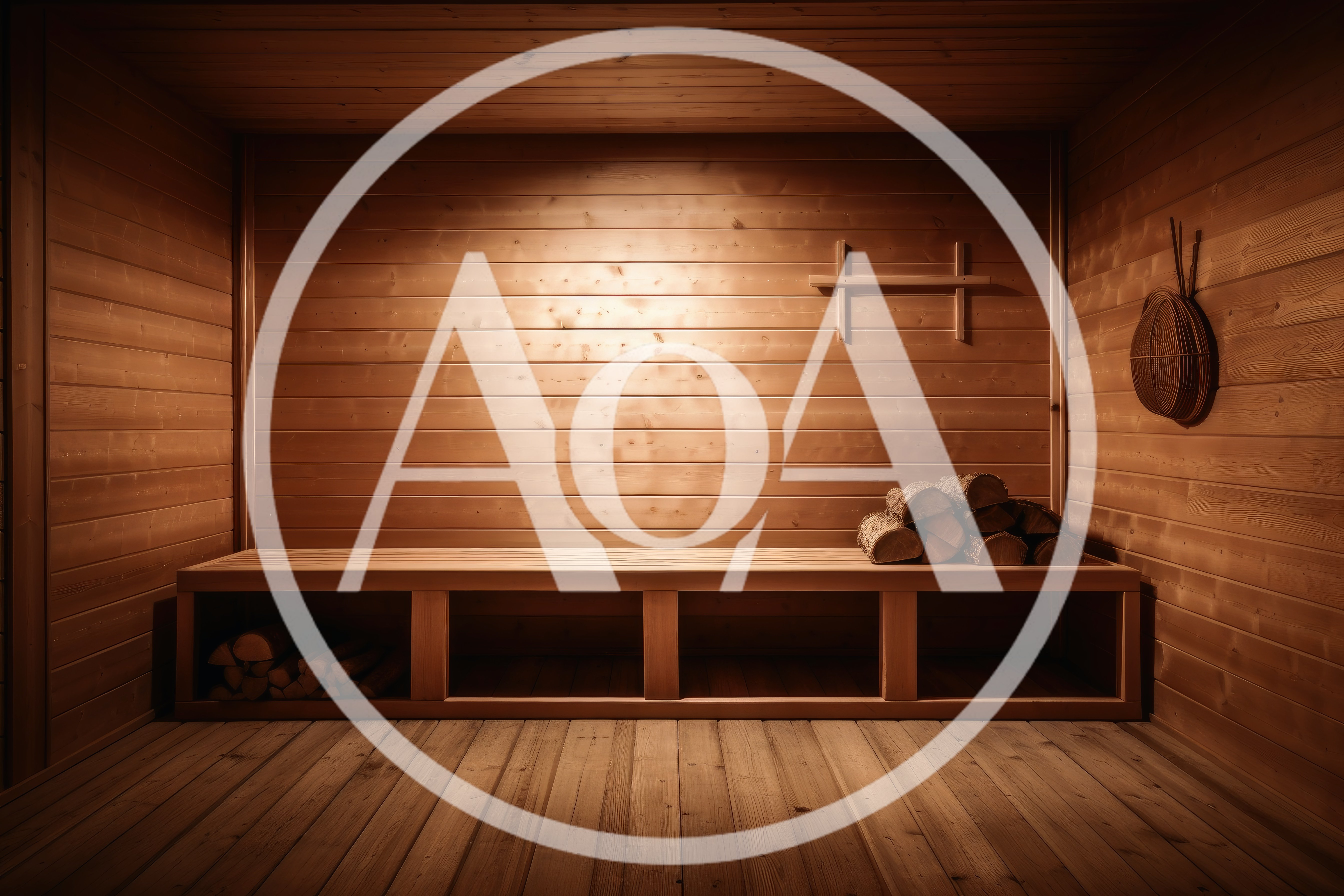 Empty Wooden Sauna Interior With Bench And Firewood