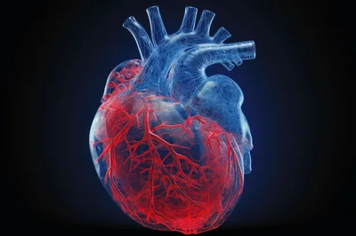 3D Render Of Human Heart Anatomy With Coronary Arteries