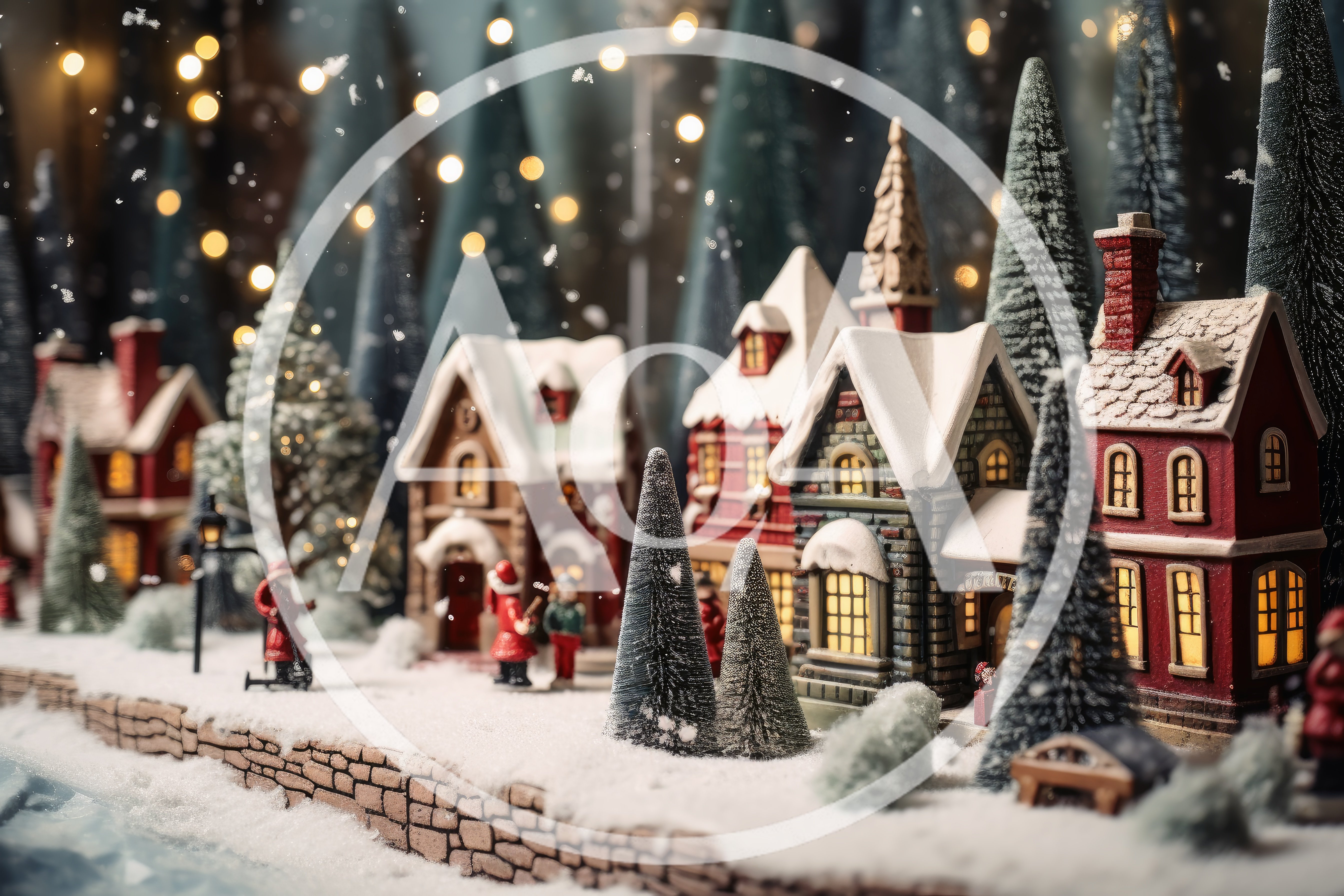 Miniature Christmas Village Scene With Festive Houses