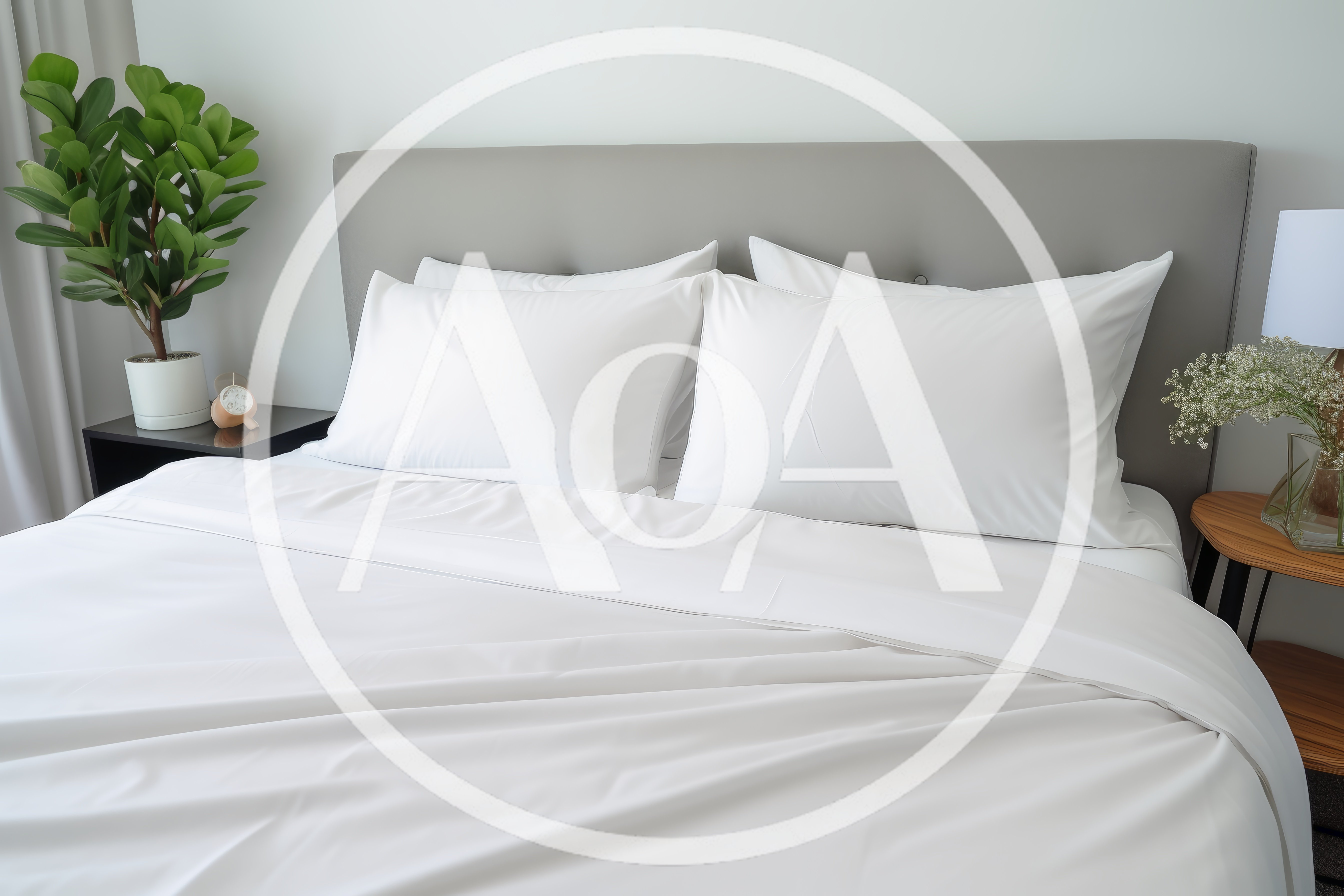 Modern Minimalist Bedroom With White Bedding