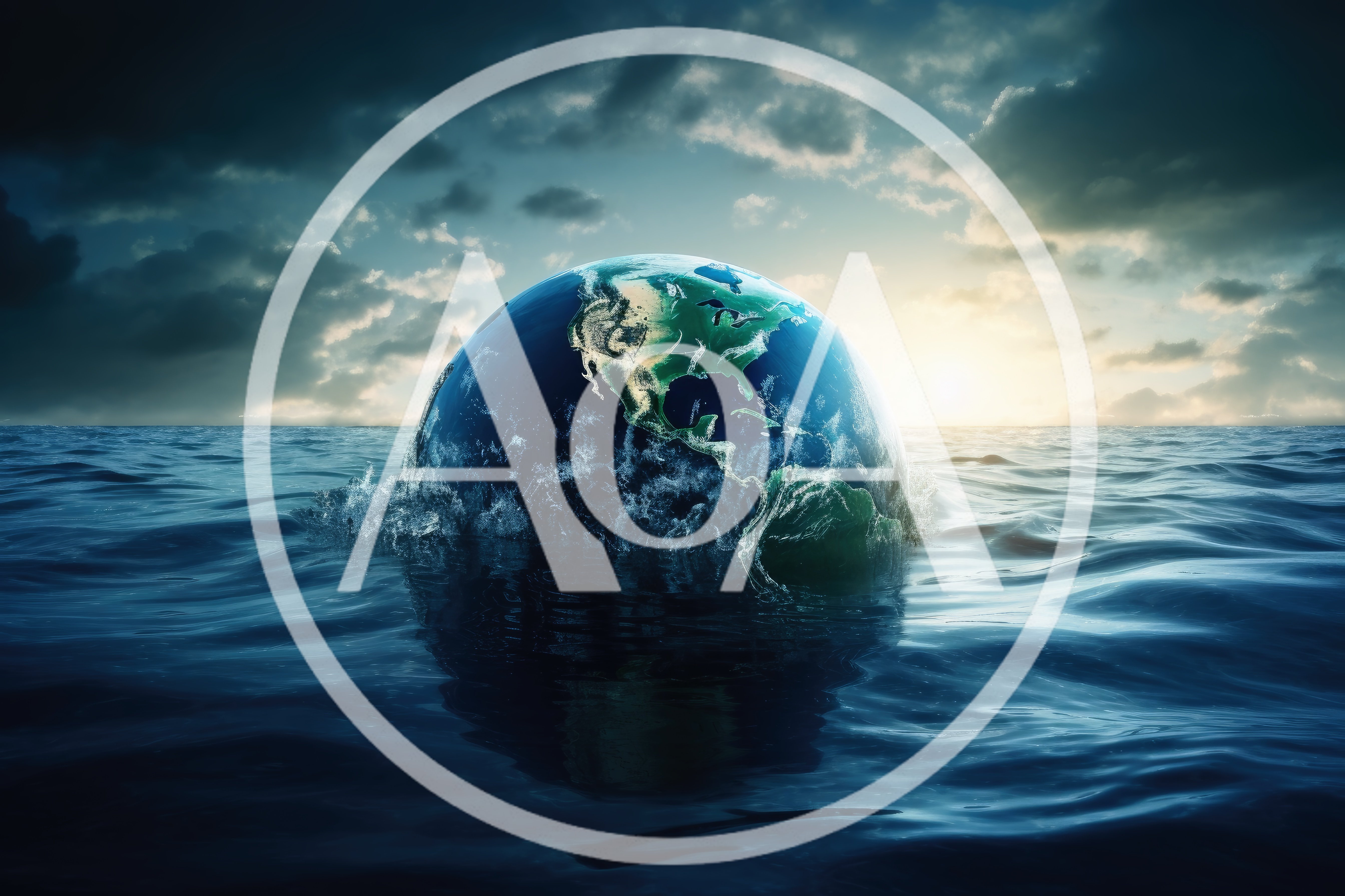 Earth Globe Partially Submerged In The Ocean