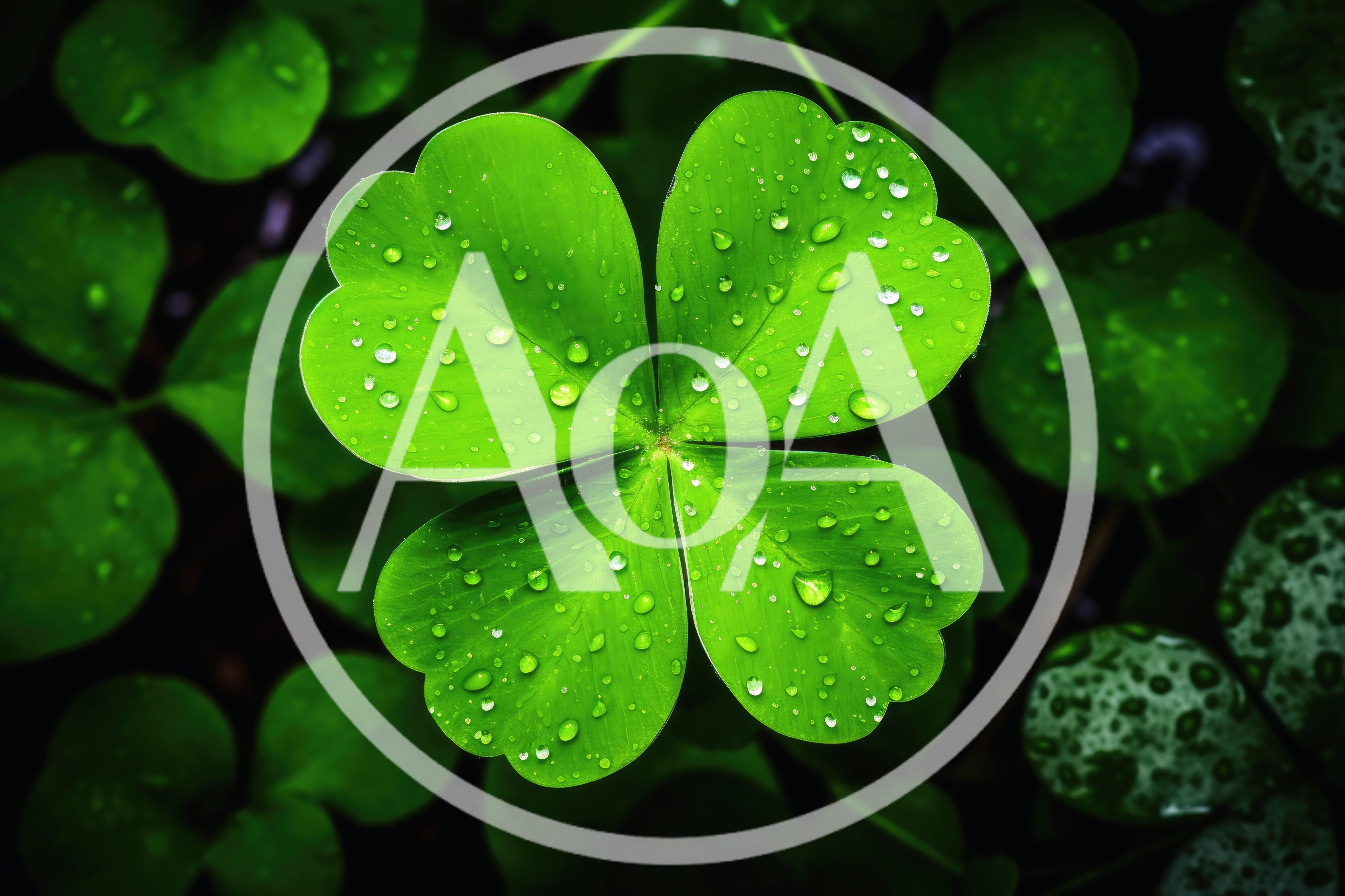 Four Leaf Clover With Dew Drops