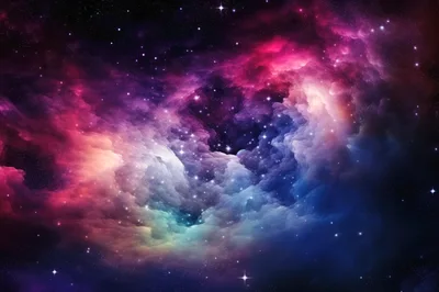 Vibrant Cosmic Nebula With Glowing Stars In Deep Space