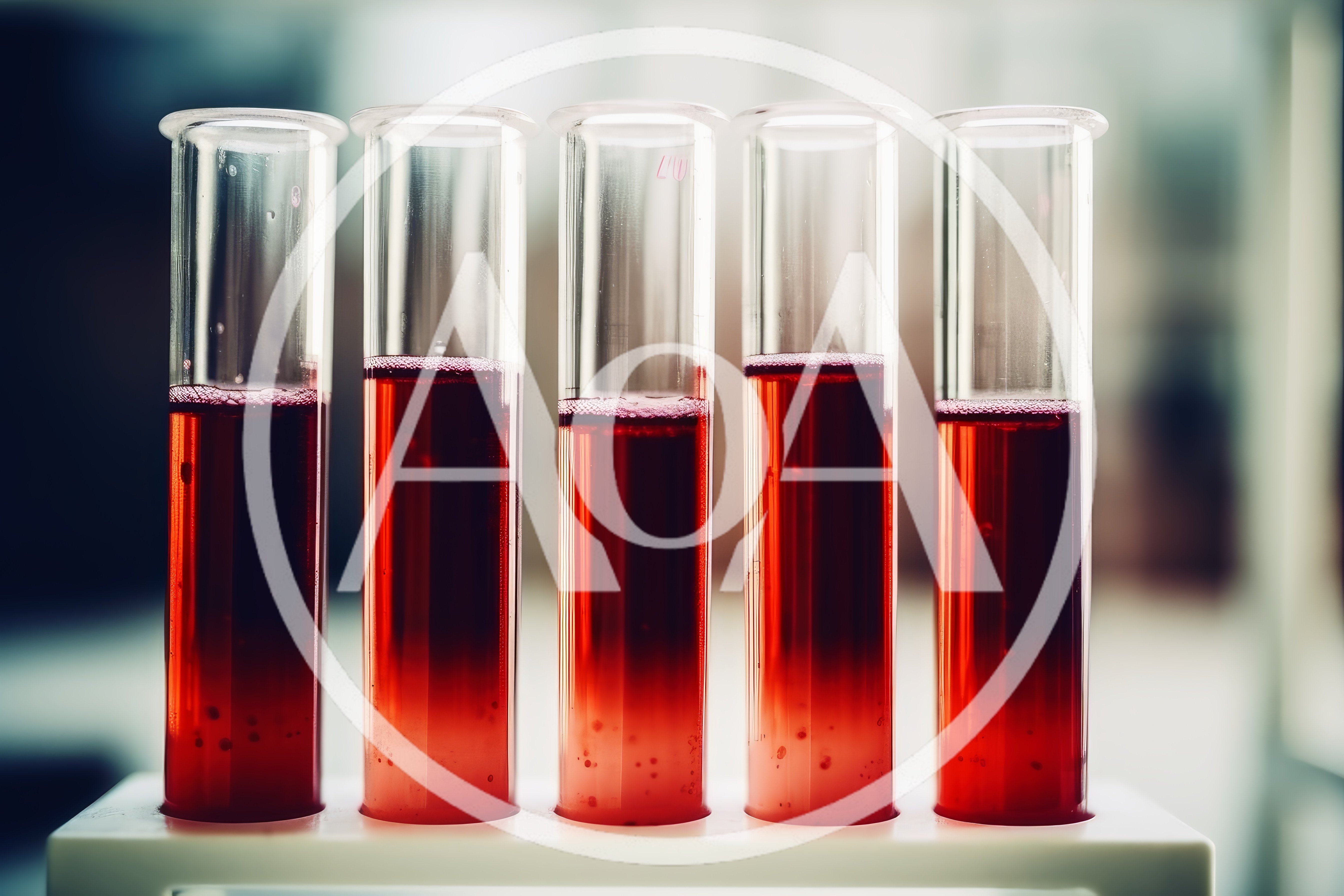 Five Glass Test Tubes Filled With Red Liquid