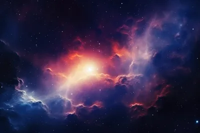 Vibrant Cosmic Nebula With Glowing Central Star