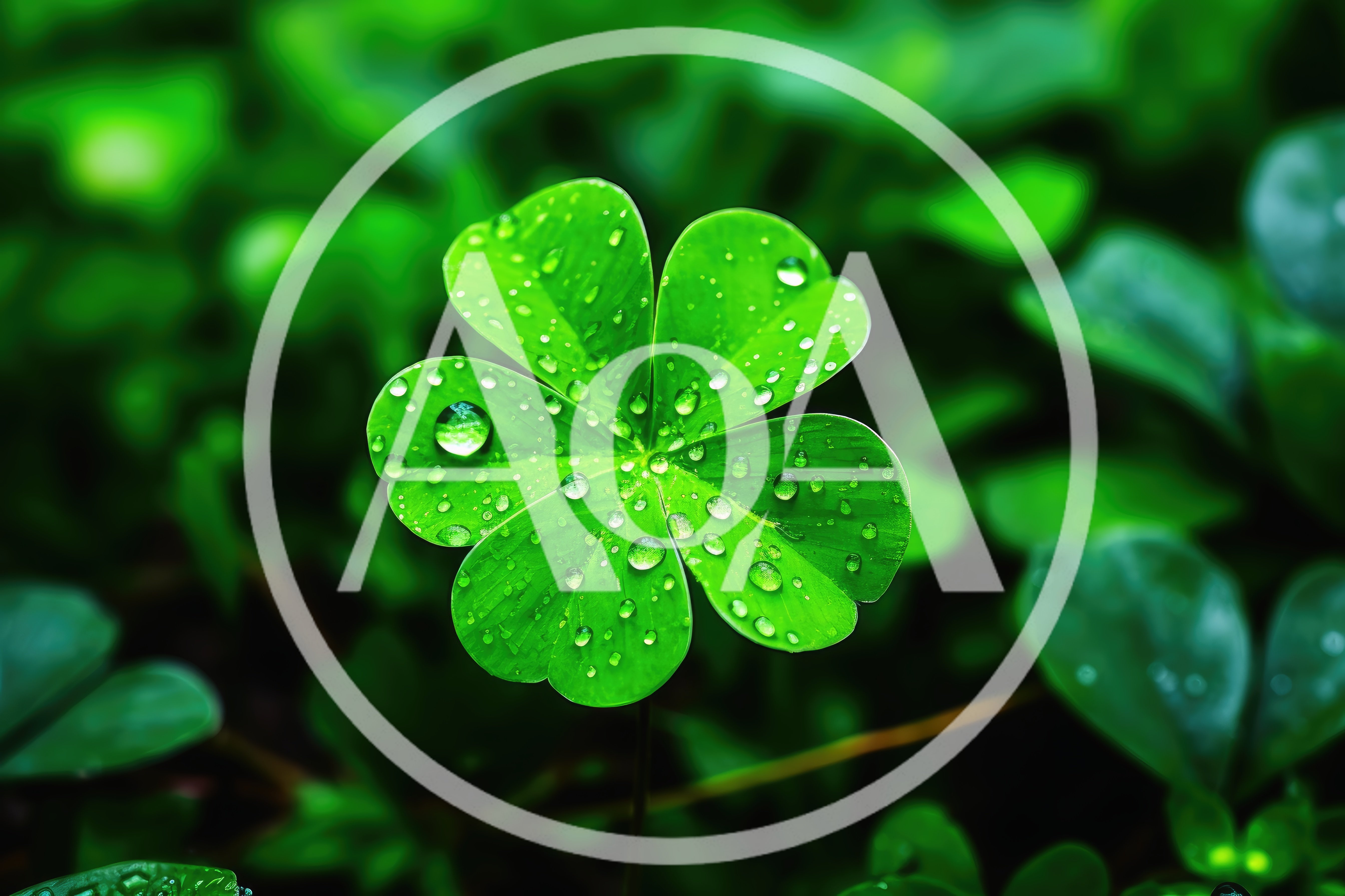 Four Leaf Clover With Dew Drops