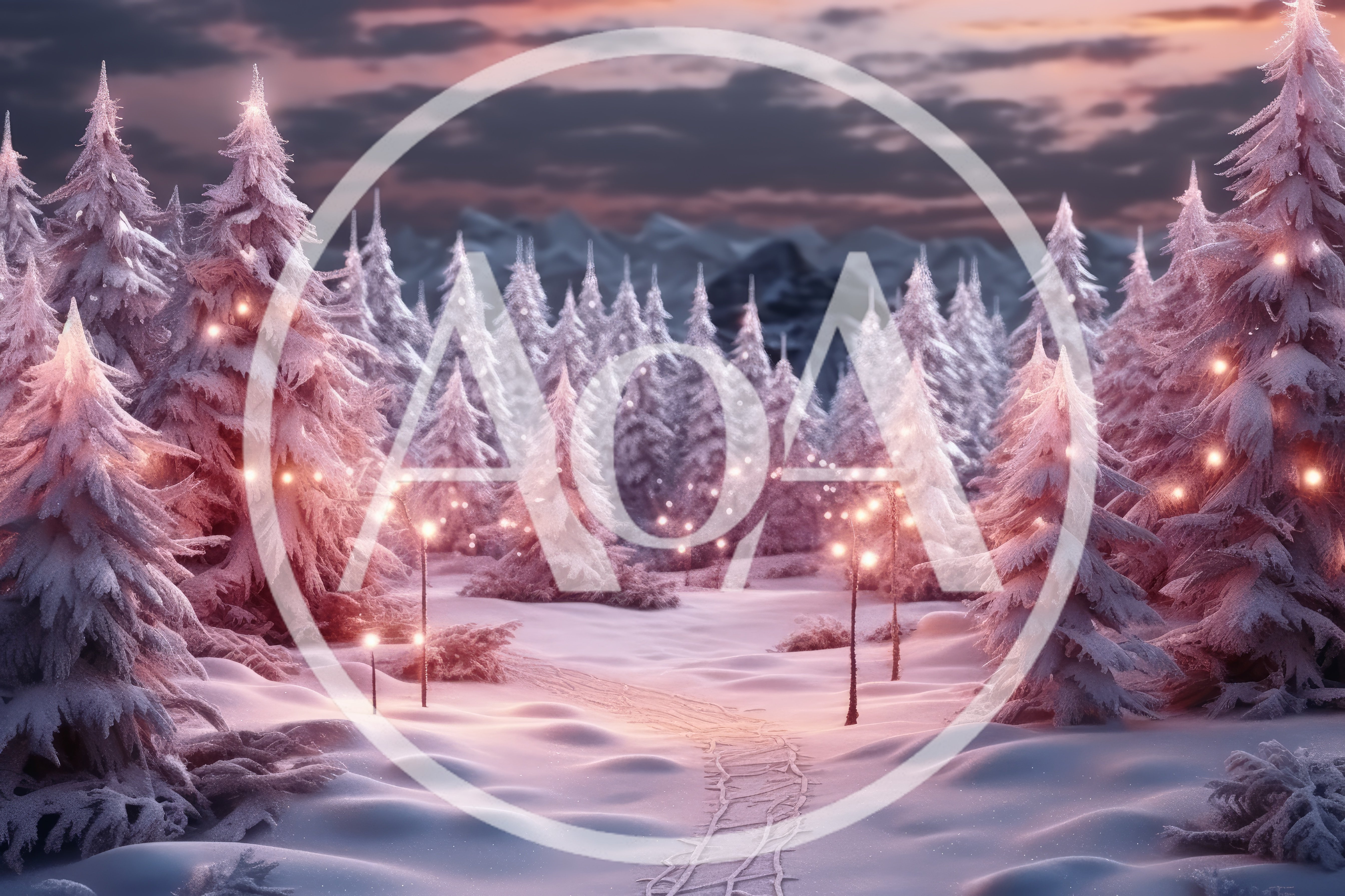 Enchanted Snowy Forest With Glowing Fairy Lights