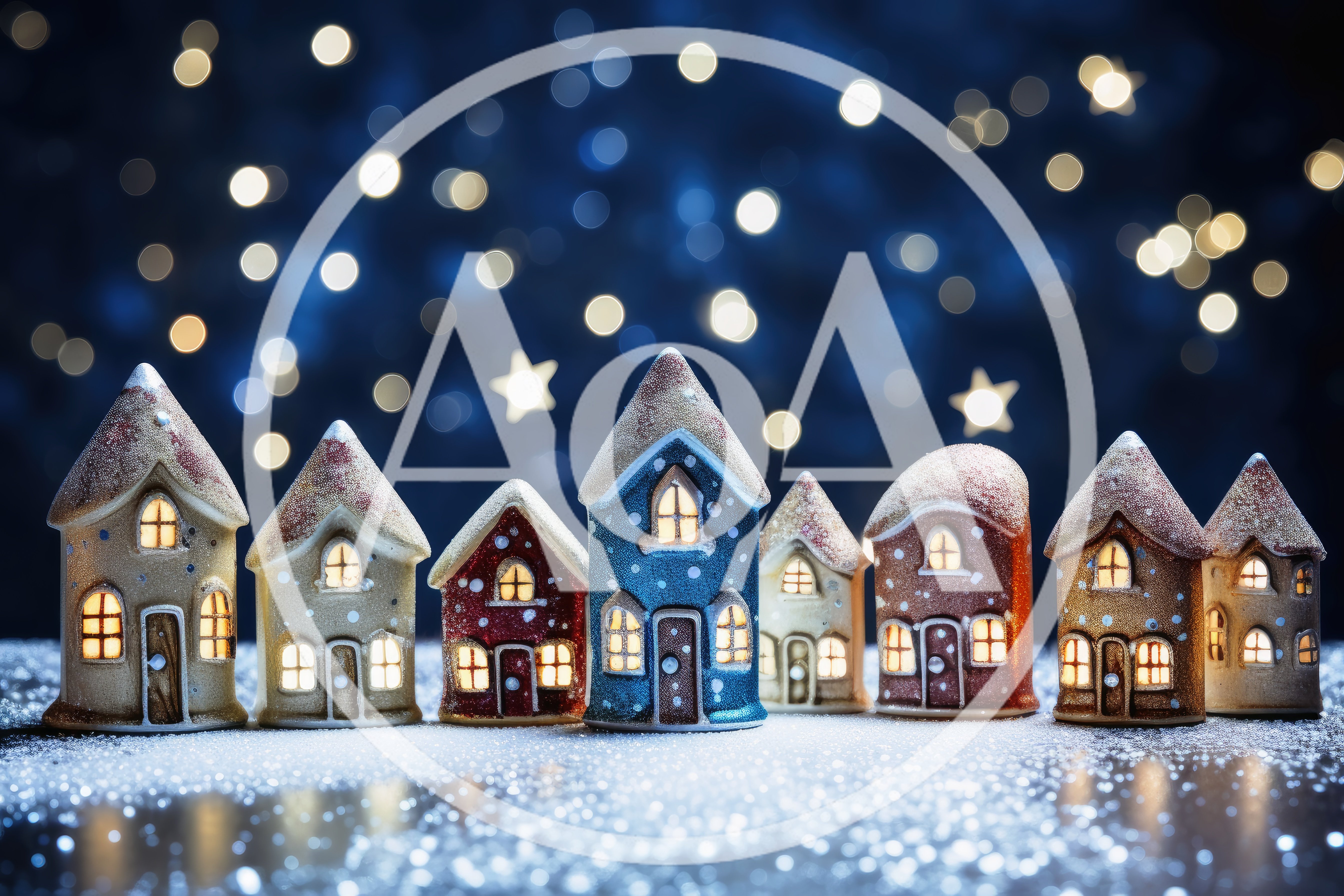 Miniature Christmas Village Houses With Glowing Lights