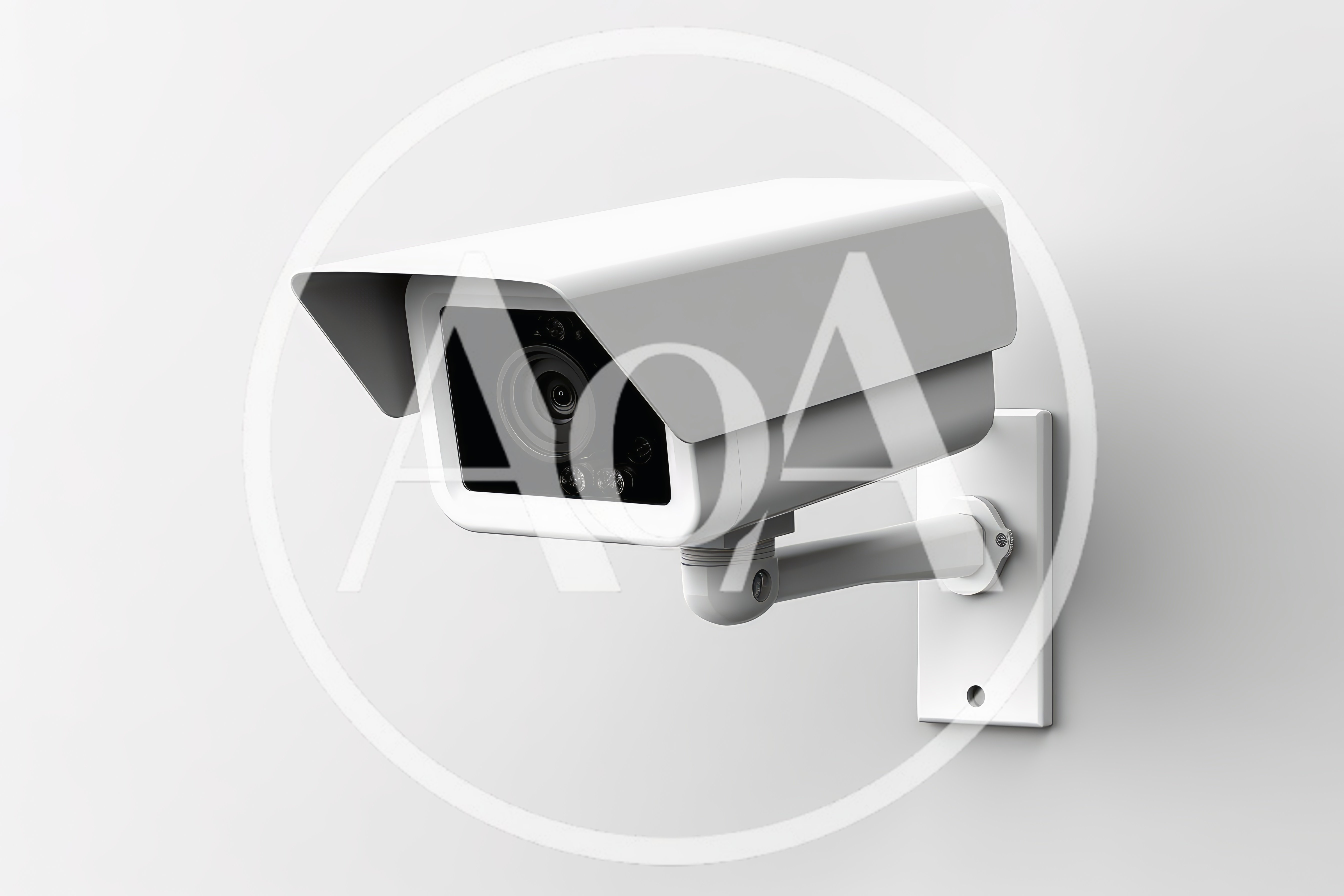 Modern White Security Camera Mounted On A Wall