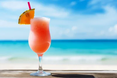 Tropical Cocktail Drink on a Sunny Beach
