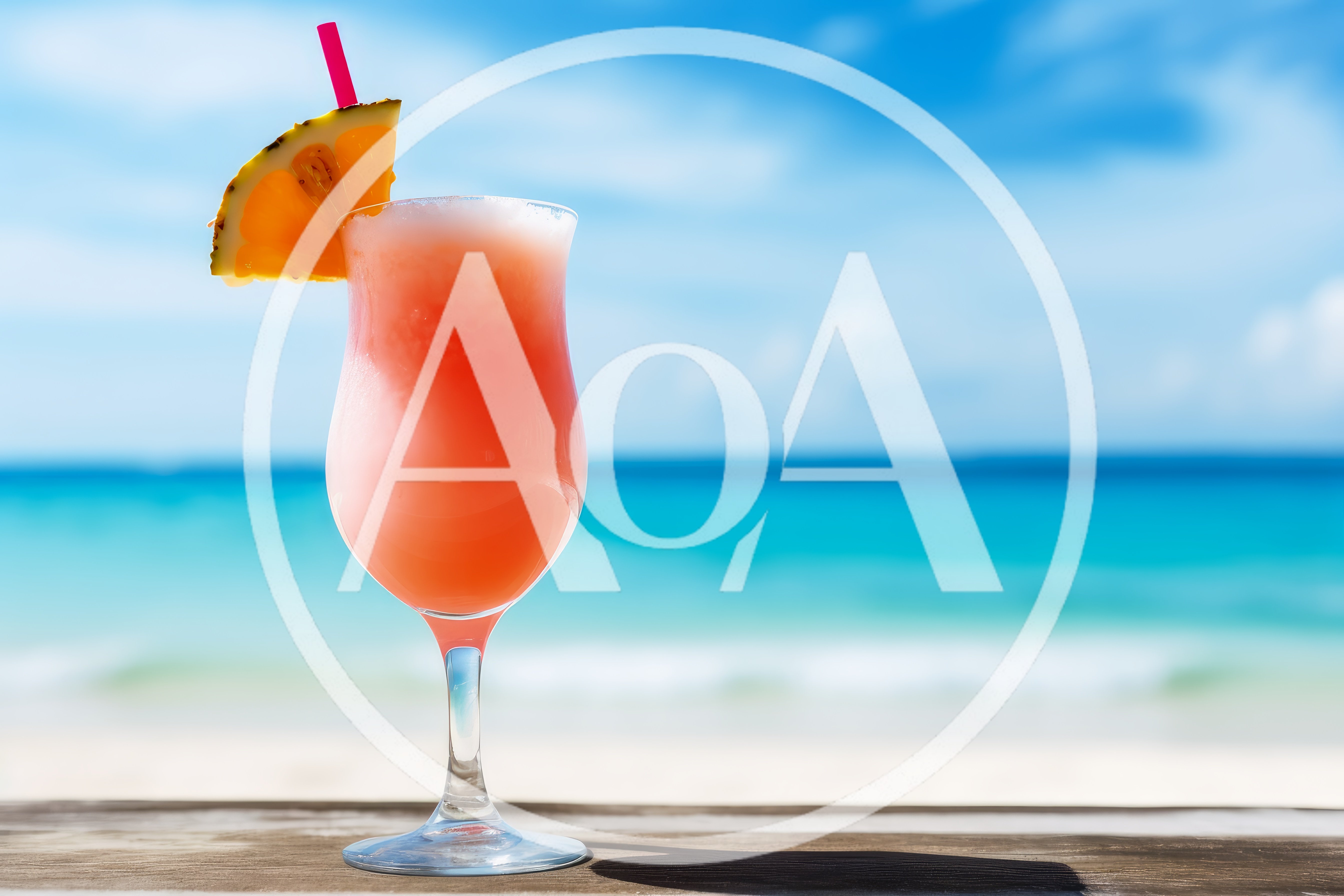 Tropical Cocktail Drink on a Sunny Beach