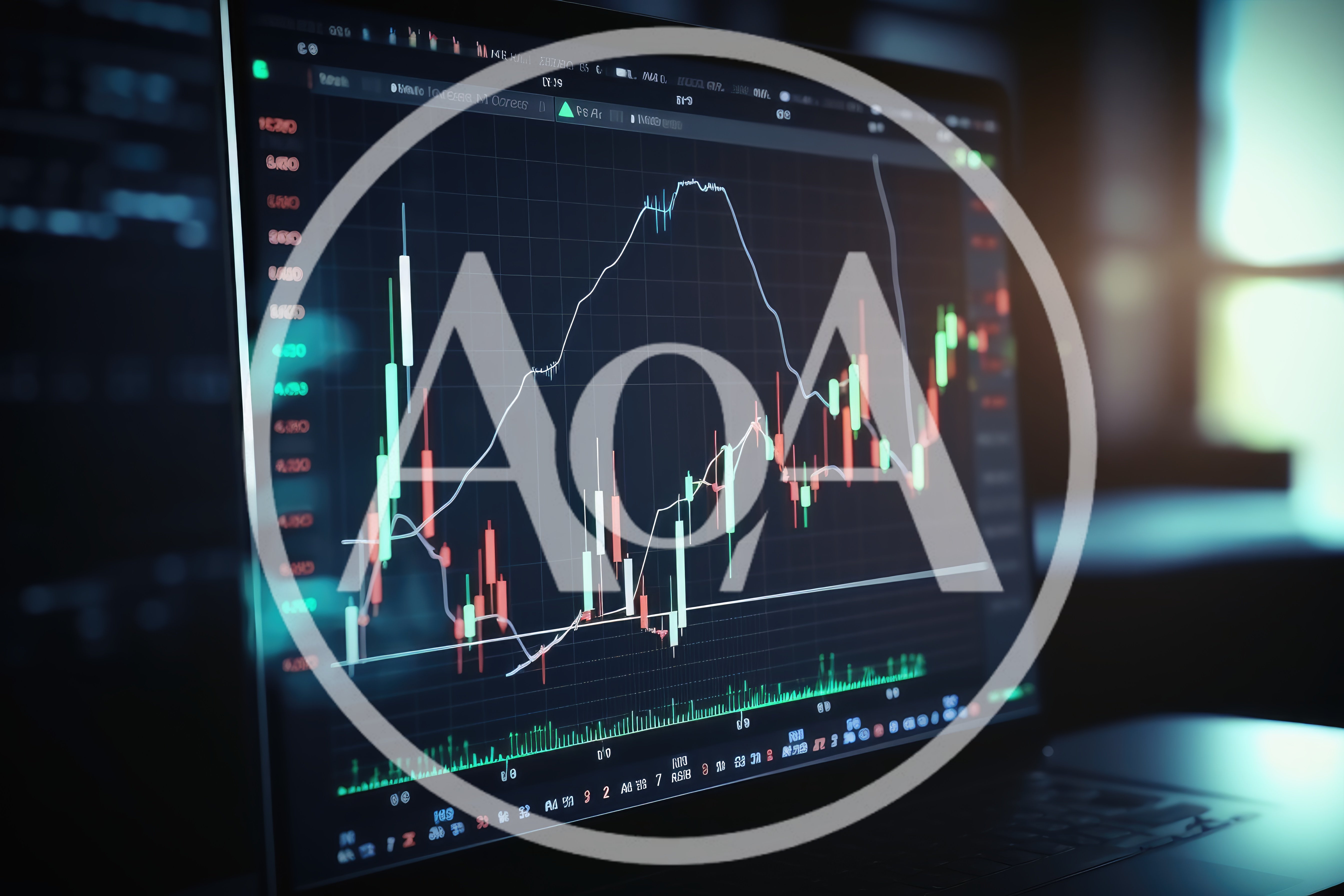 Financial Trading Chart Displayed On Laptop Screen