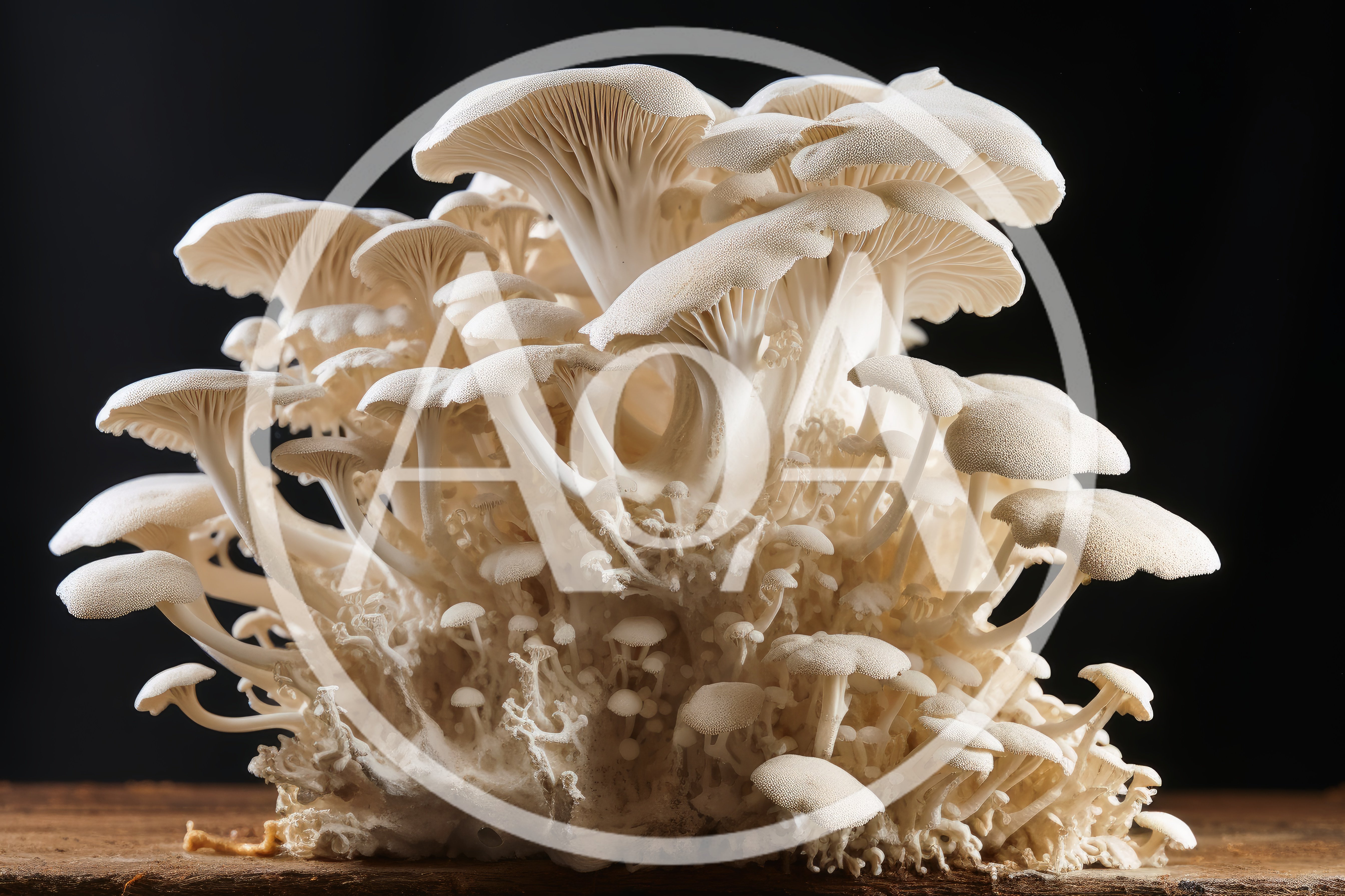 Cluster Of Fresh White Oyster Mushrooms