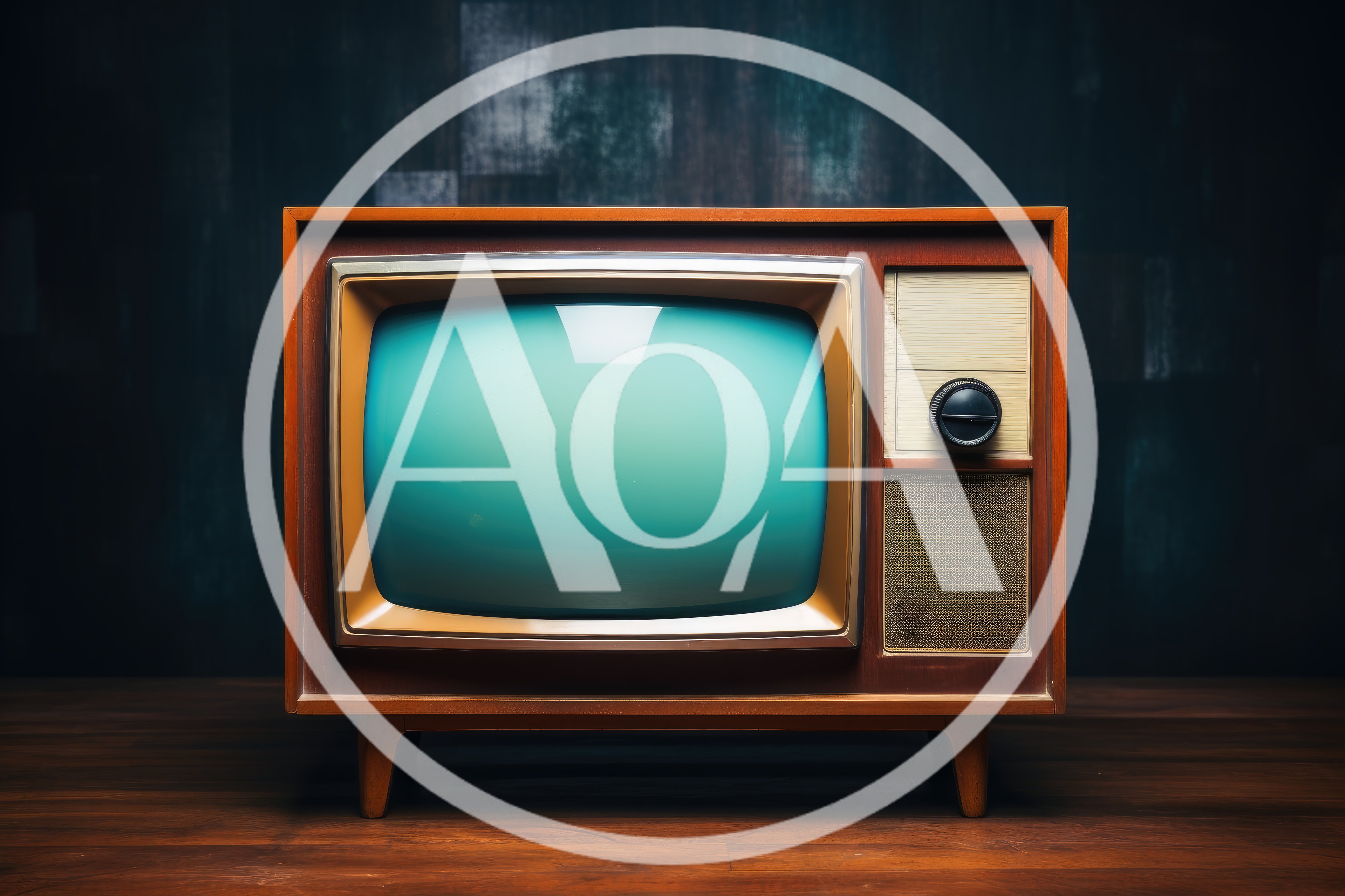Vintage Wooden Television Set On A Wooden Table