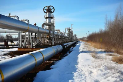 Industrial Natural Gas Pipeline Infrastructure In Winter